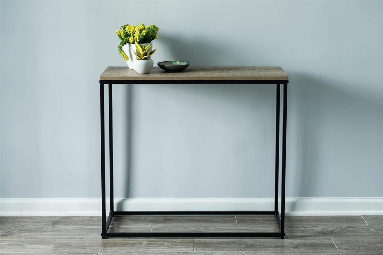 Tribeca Industrial Console Table with Wood Veneer and Steel Frame