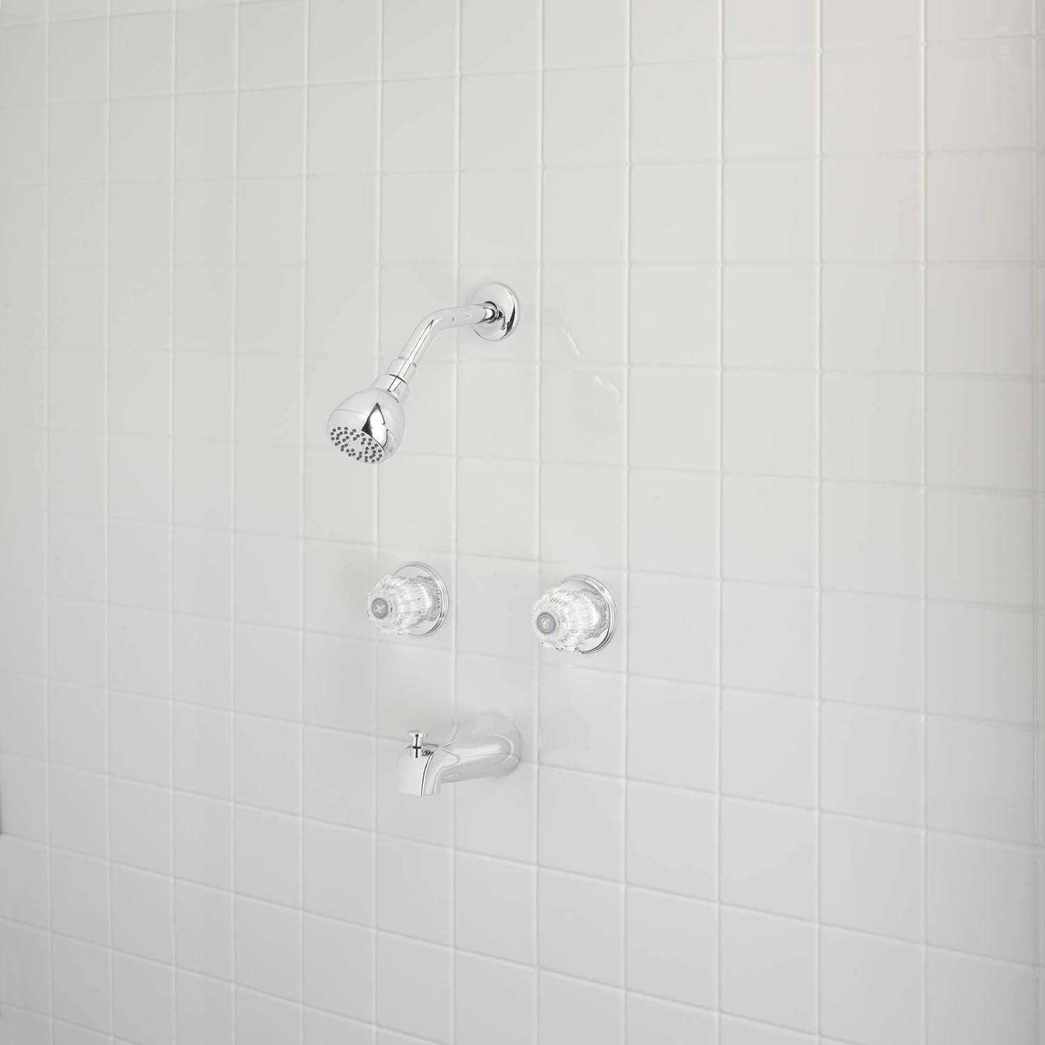 Polished Chrome Wall Mounted Two Handle Tub and Shower Faucet