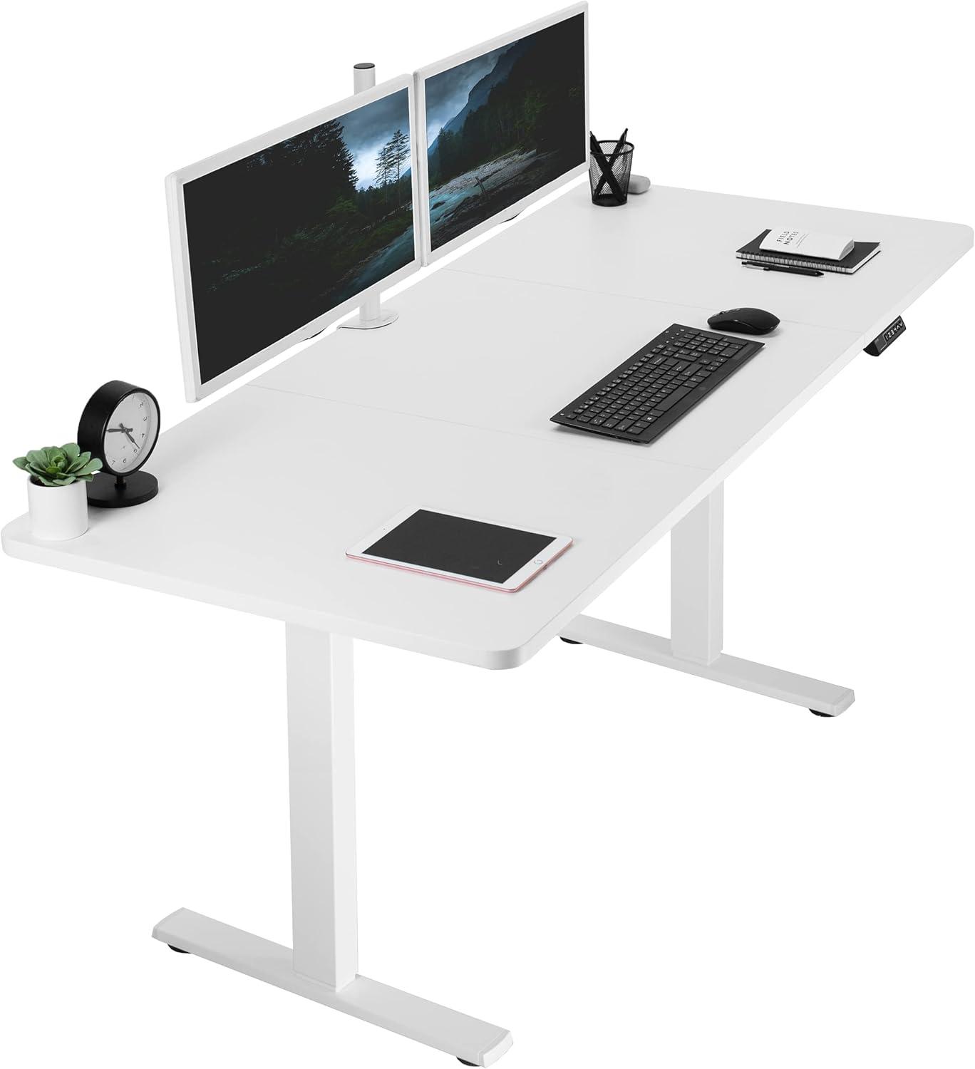 VIVO Single Motor Electric Desk with Push Button Memory Controller