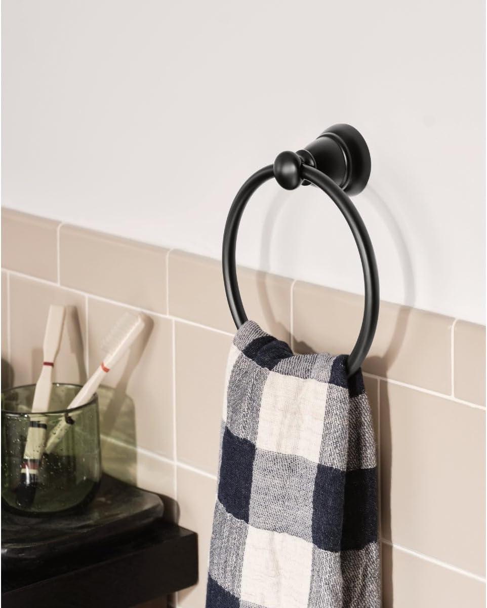 Moen Banbury Y2686BL Towel Ring, 6 in Dia Ring, Aluminum/Zinc, Matte, Wall Mounting