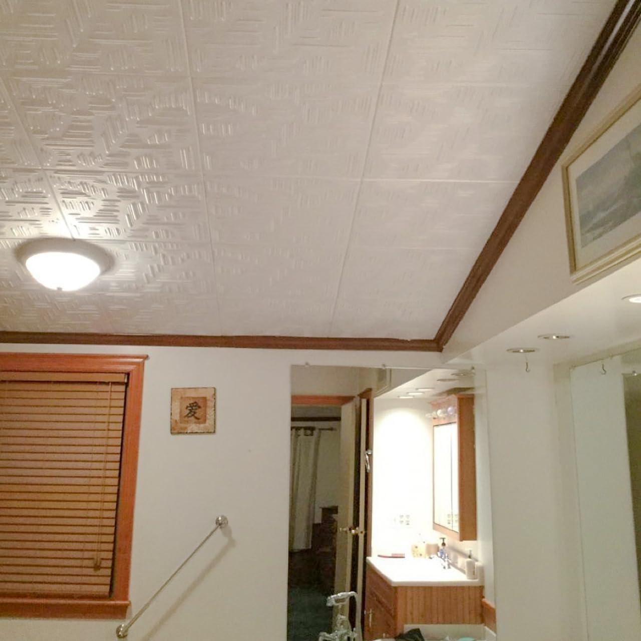 A La Maison Ceilings Country Wheat 1.6 ft. x 1.6 ft. Polystyrene Glue-up Ceiling Tile (Set of 96)