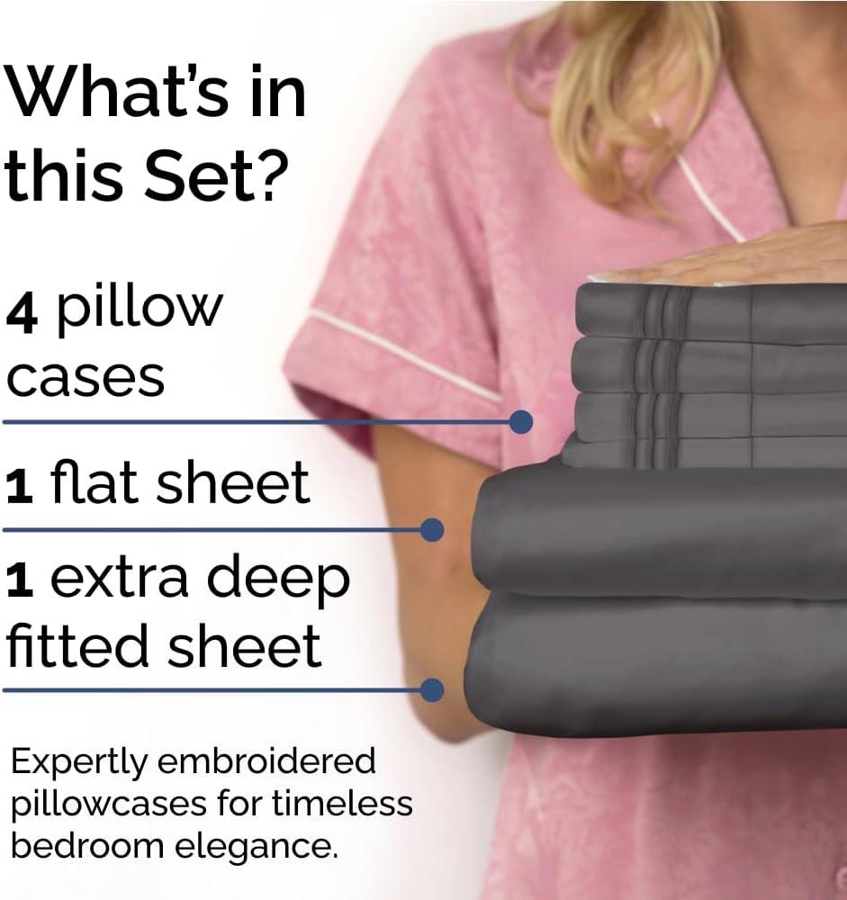 CGK Linens 6 Piece Extra Deep Pocket Ultra Soft & Cooling Sheet Set