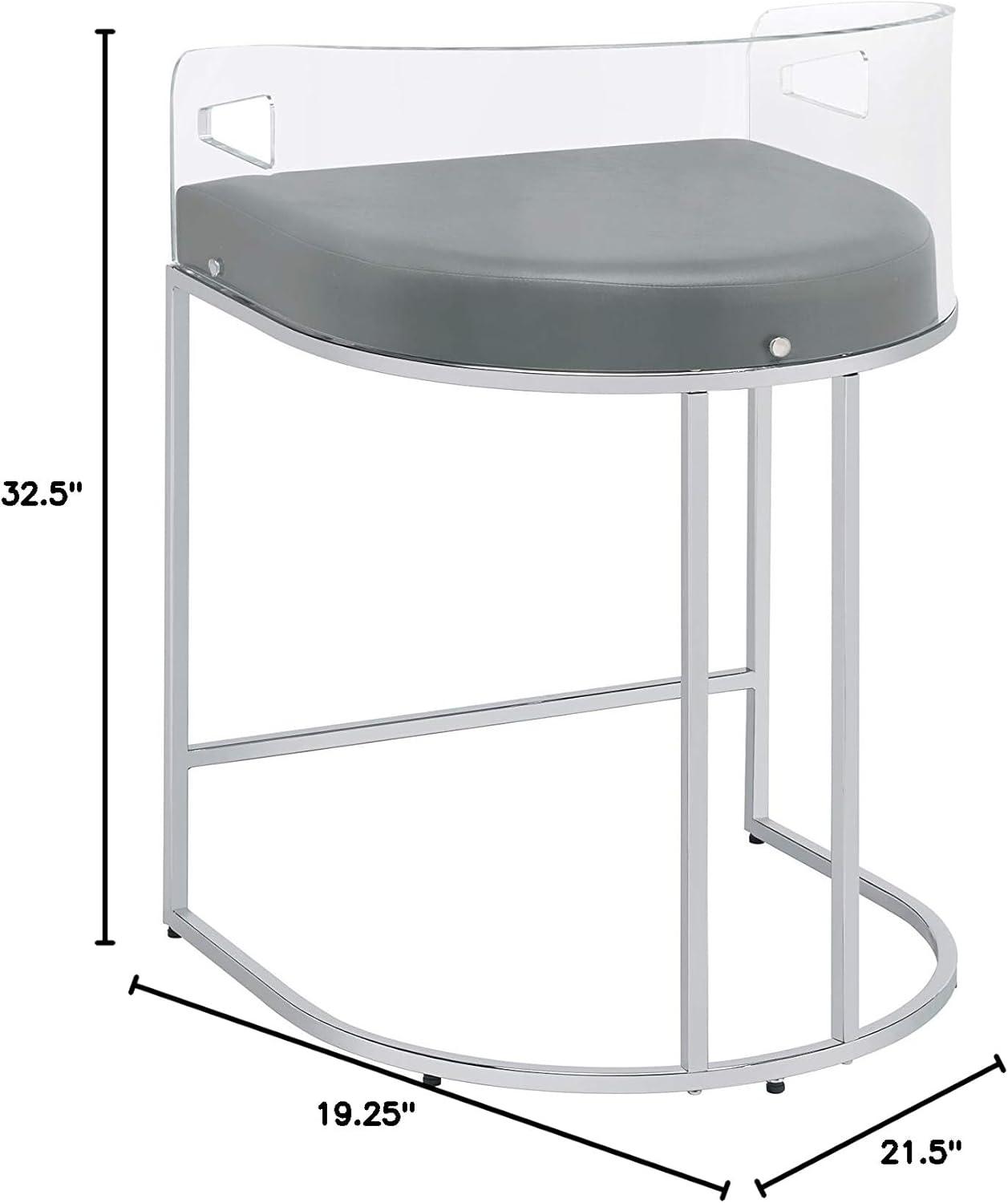 Coaster Faux Leather Counter Height Stools with Acrylic Back in Gray