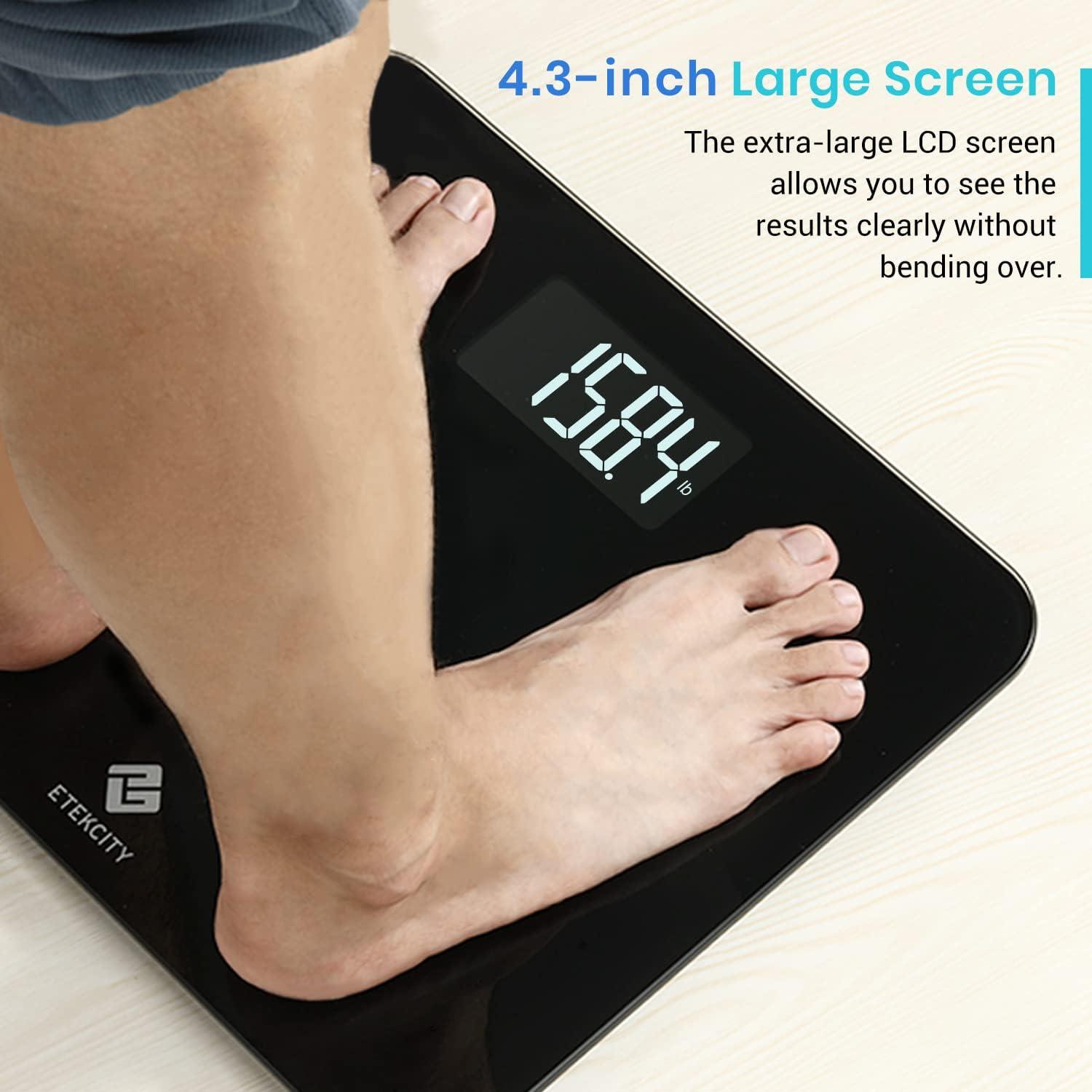 Black Digital Floor Scale with LCD Display and Battery Power