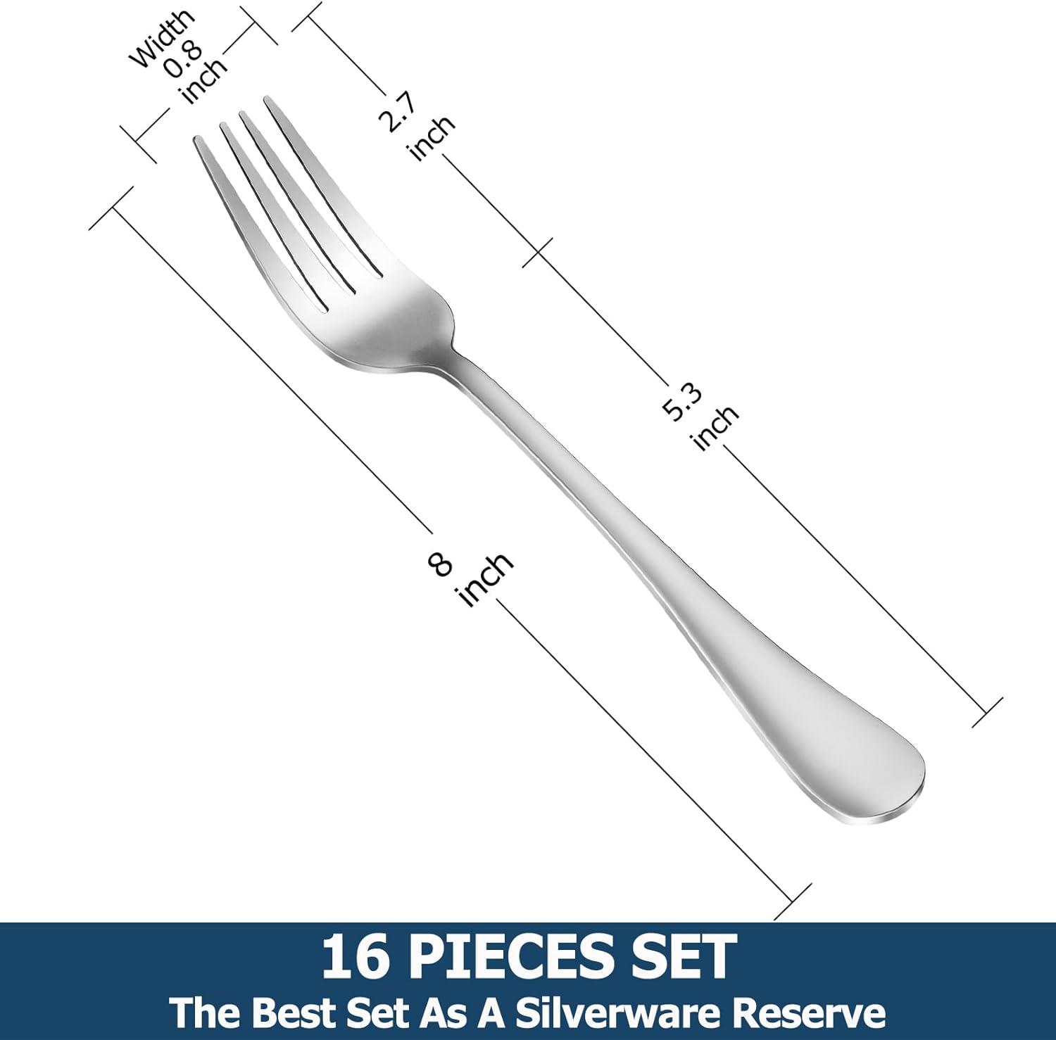 Set of 16 Mirror Finish Stainless Steel Dinner Forks