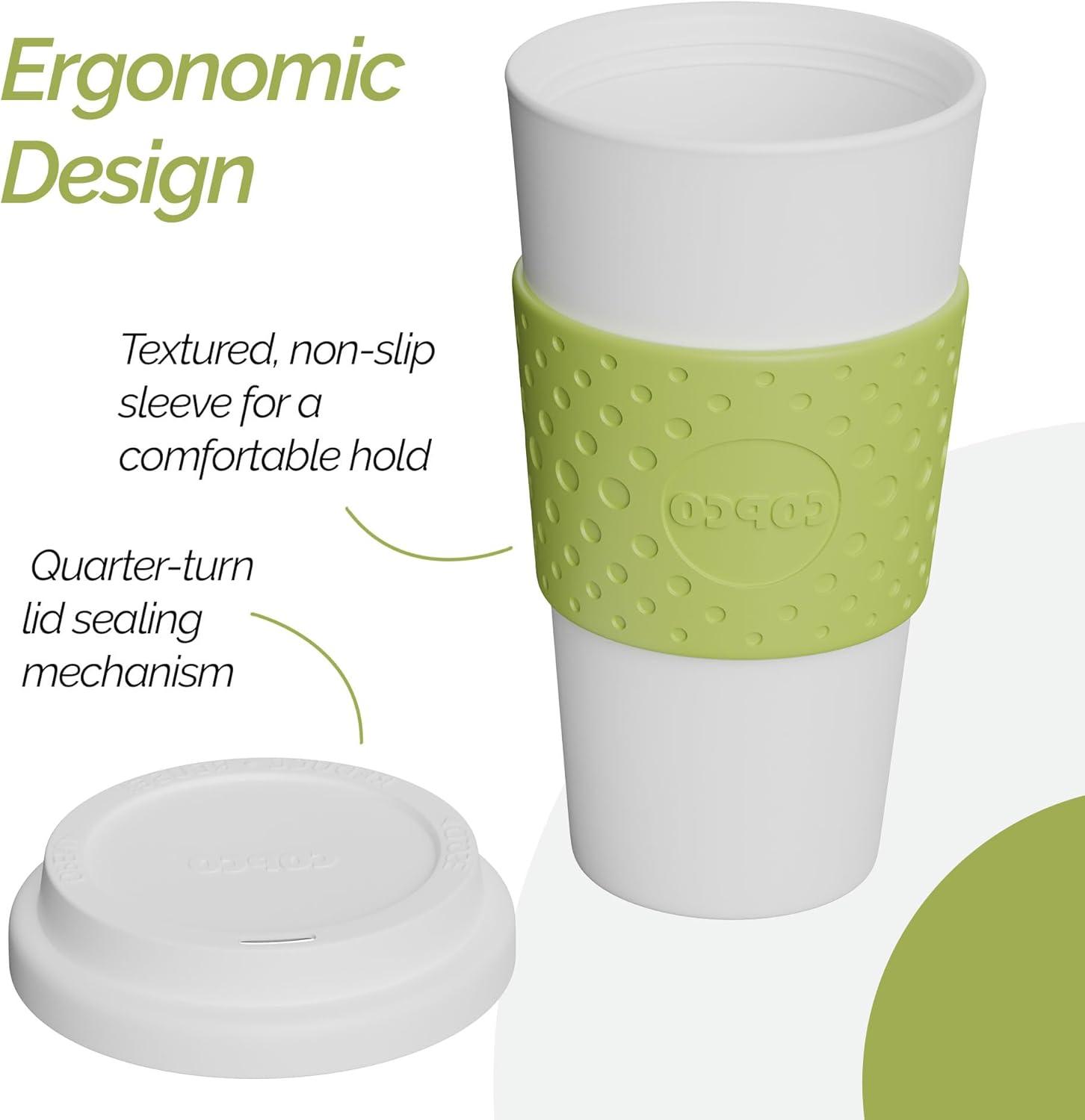 Copco Acadia 16 oz Travel Mug - Insulated Reusable Coffee Tumbler with Double-Walled Plastic, Leak-Proof Lid, BPA-Free - (Green)