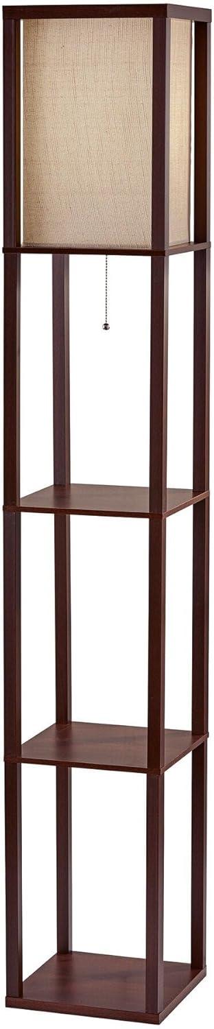 63" Wright Shelf Floor Lamp - Adesso: Black Walnut, Pull Chain, Storage Display