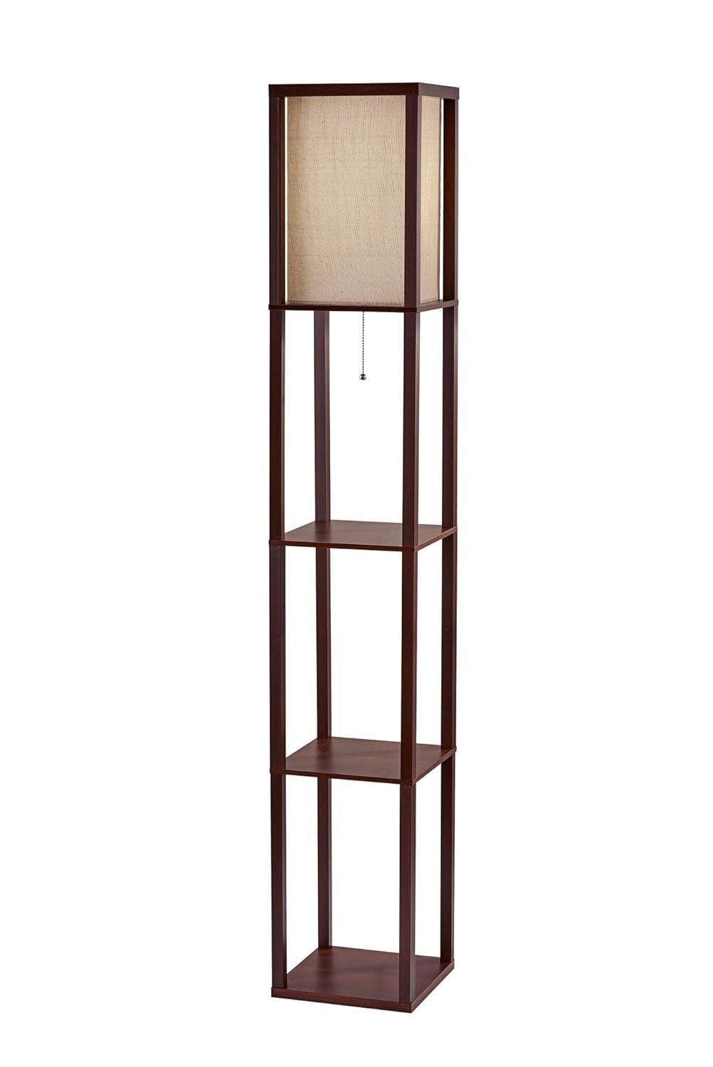 63" Wright Shelf Floor Lamp - Adesso: Black Walnut, Pull Chain, Storage Display