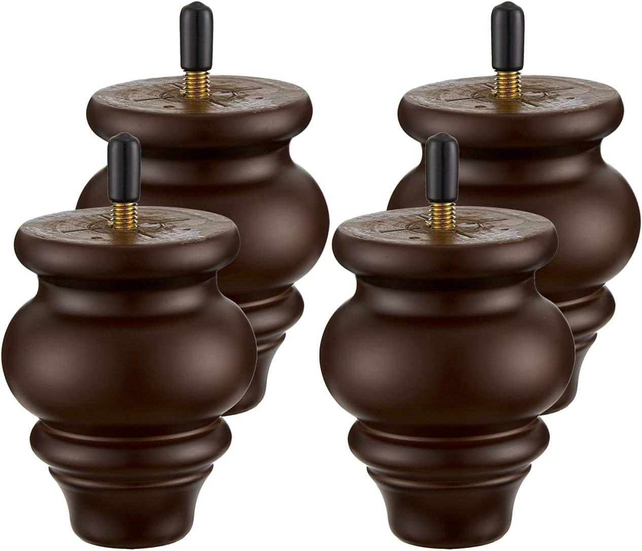 Wood Furniture Legs 8 inch Sofa Legs Pack of 4,Round Couch Legs Espresso Mid Century Chair feet Replacement,Sofa Replacement Parts