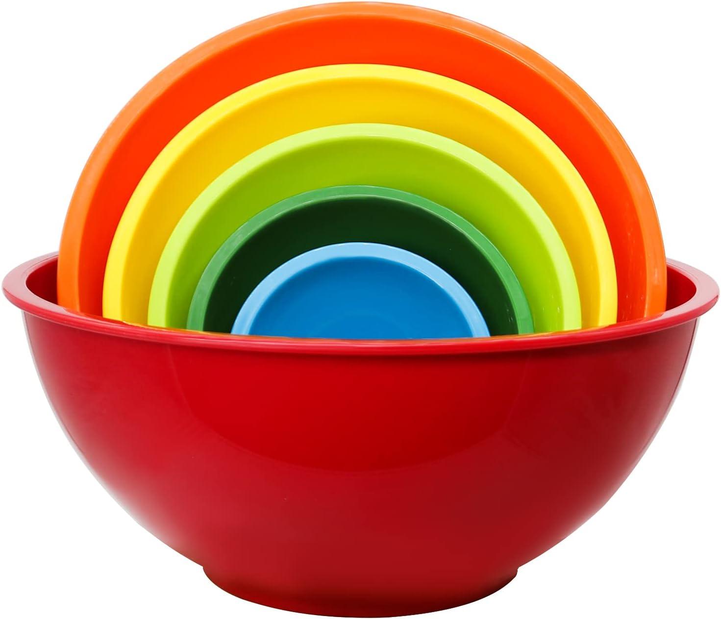 Colorful Plastic Nesting Mixing Bowls Set, 6-Piece