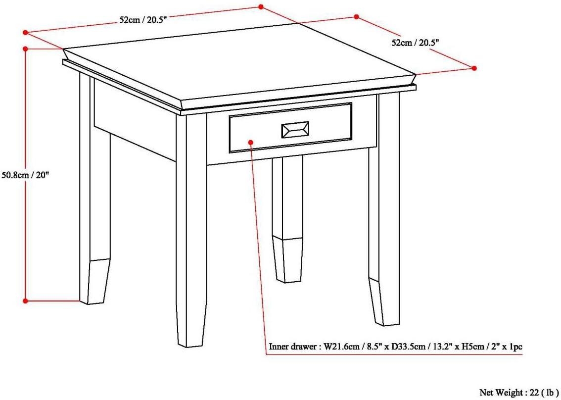 Natural Aged Brown Solid Wood End Table with Storage