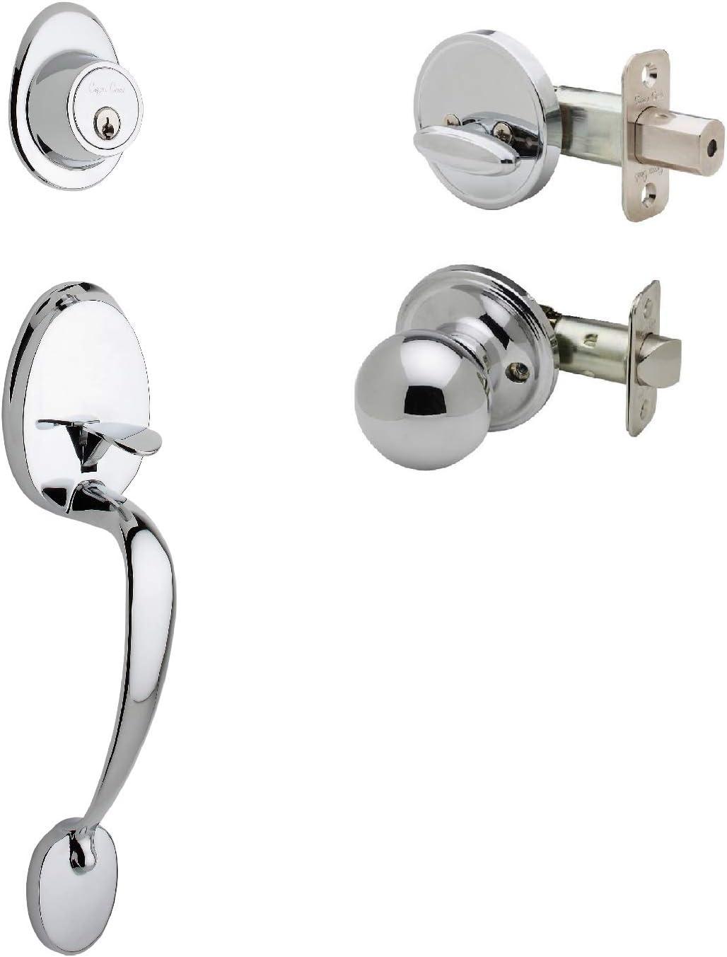 Copper Creek Handleset with Single Cylinder Deadbolt and Door Knob and Colonial Rosette