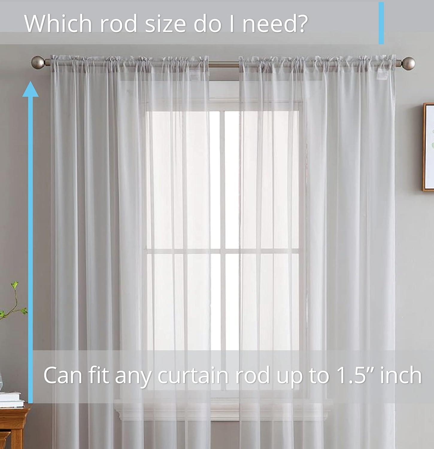 HLC.ME Sheer Voile Transparent Window Treatment Rod Pocket Curtain Panels - Set of 2 - Silver, 54 W x 63 L