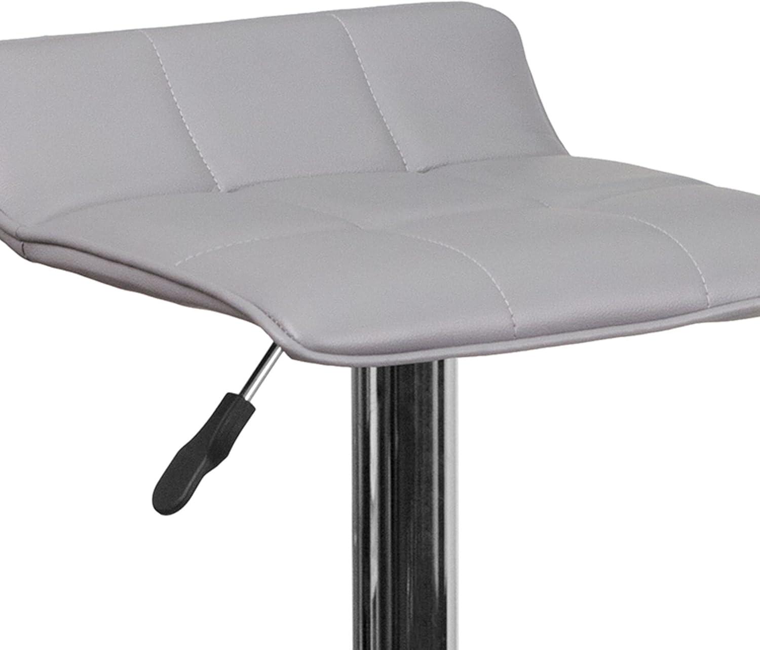 Flash Furniture Contemporary Gray Vinyl Adjustable Height Barstool with Quilted Wave Seat and Chrome Base