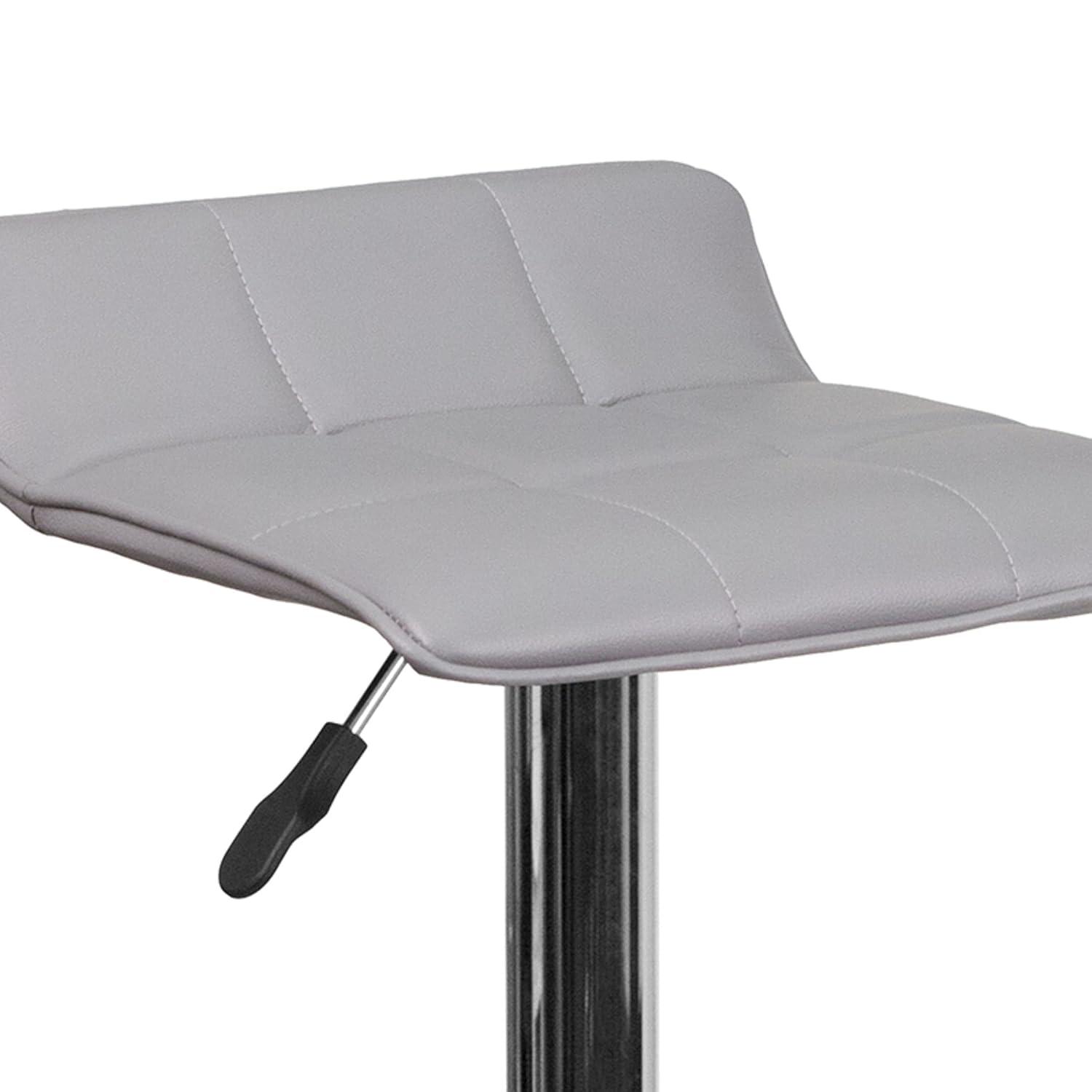 Flash Furniture Contemporary Black Vinyl Adjustable Height Barstool with Quilted Wave Seat and Chrome Base
