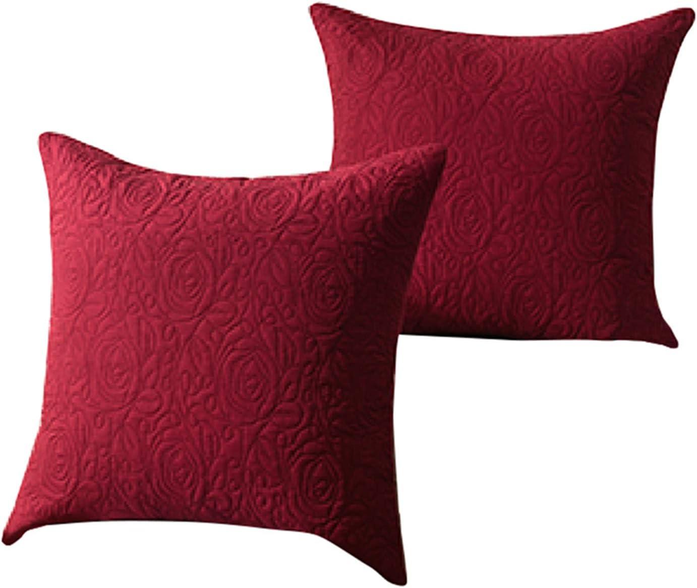 MarCielo Red Embroidered Euro Sham Covers 26x26