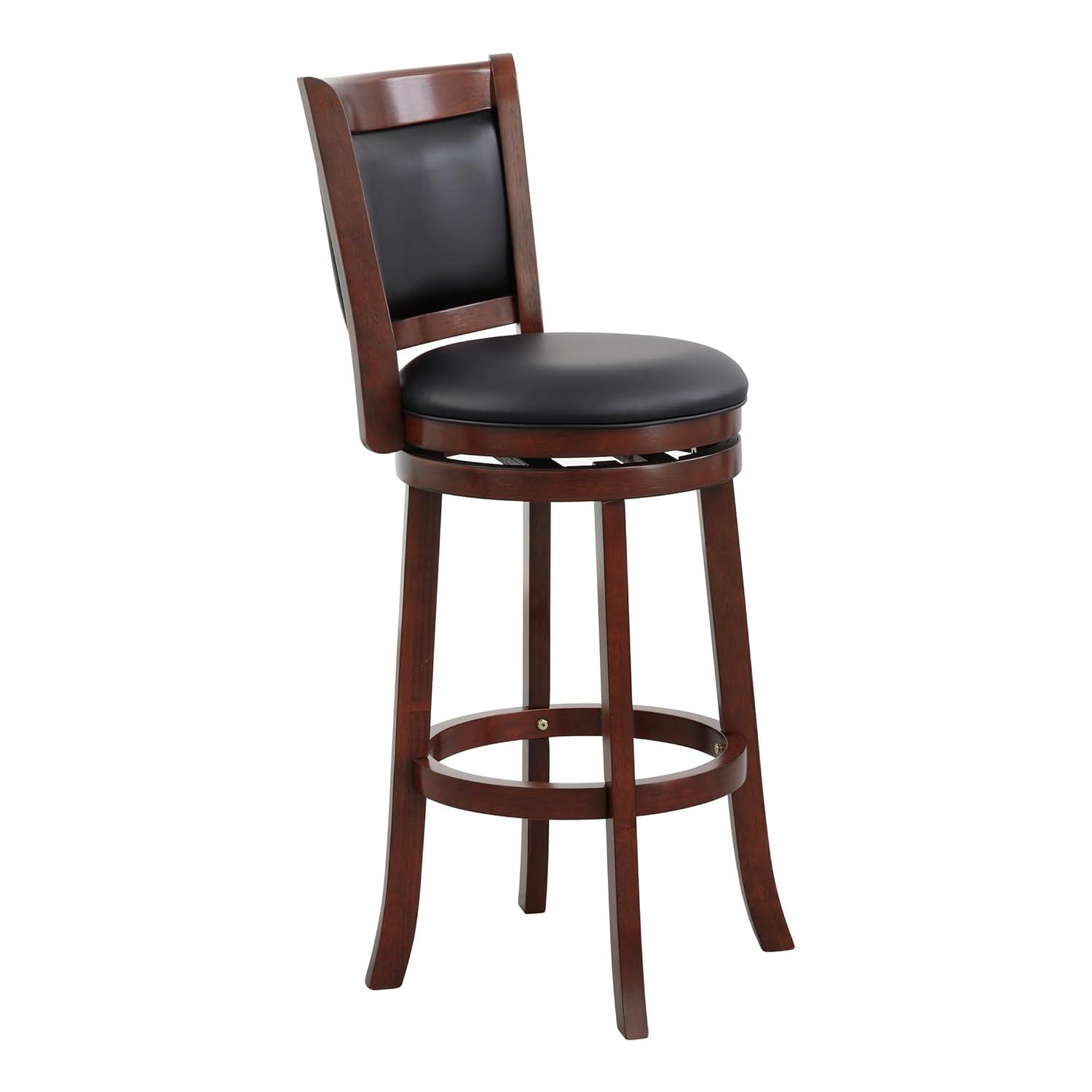 Lexicon Shapel Faux Leather Swivel Bar Stool in Dark Cherry