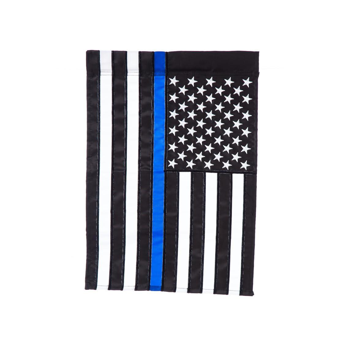 Evergreen Flag Thin Blue Line Garden Applique Flag 12.5 x 18 Inches Indoor Outdoor Decor