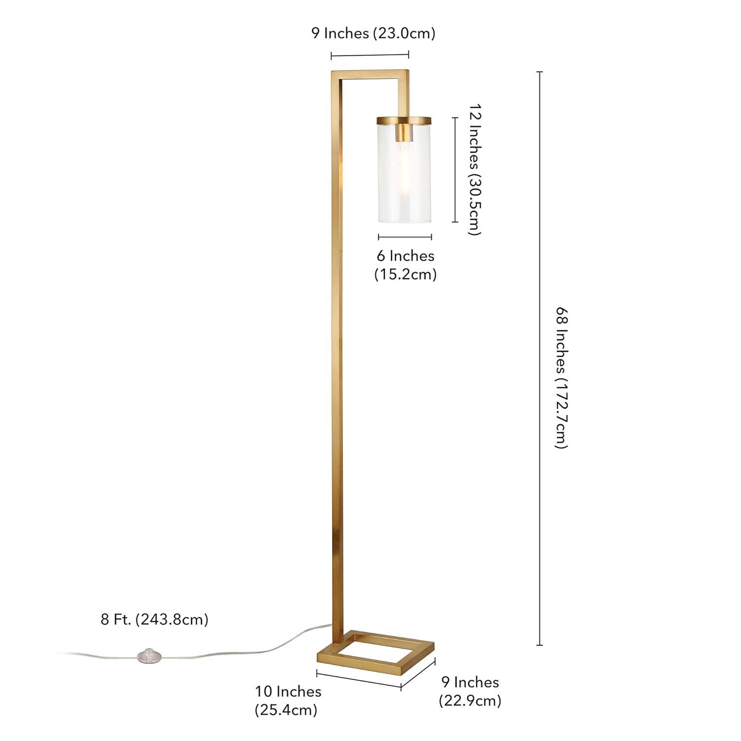 Evelyn&Zoe Modern Metal Floor Lamp with Clear Glass Shade