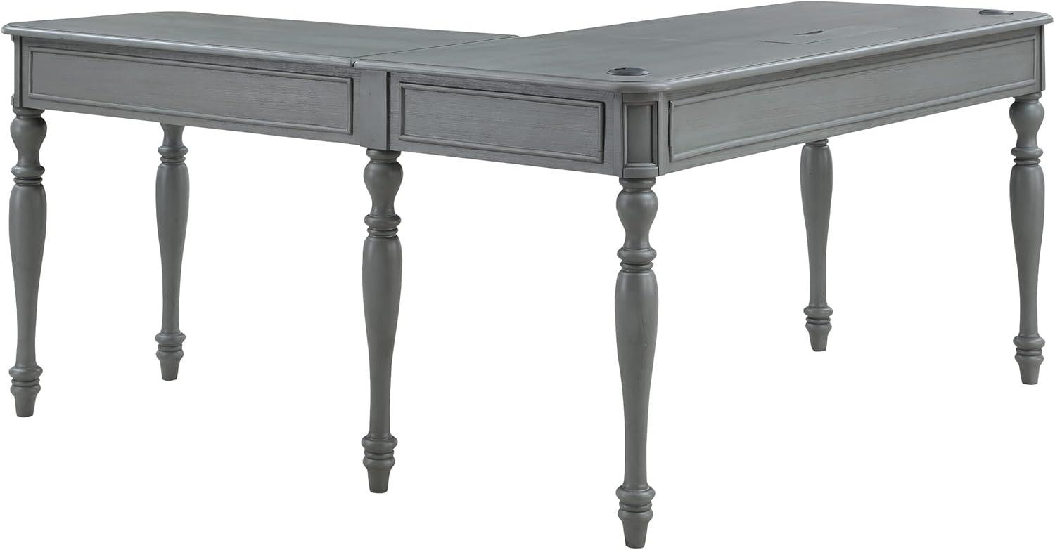 Country Meadows L-Shape Engineered Wood Desk with Power in Plantation Gray