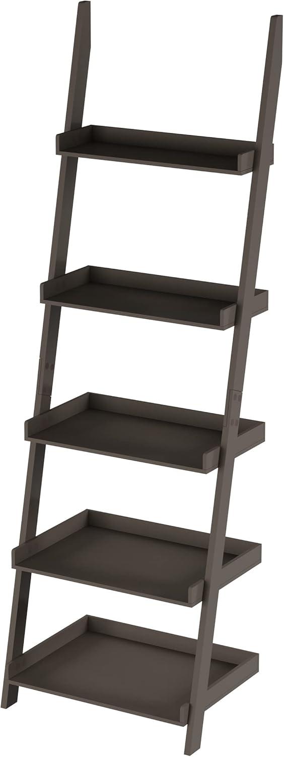 Ladder Bookshelf- 5 Tier Leaning Decorative Shelves for Display-Slate Gray Shelf Stand-Living Room Bathroom & Kitchen Shelving by Lavish Home