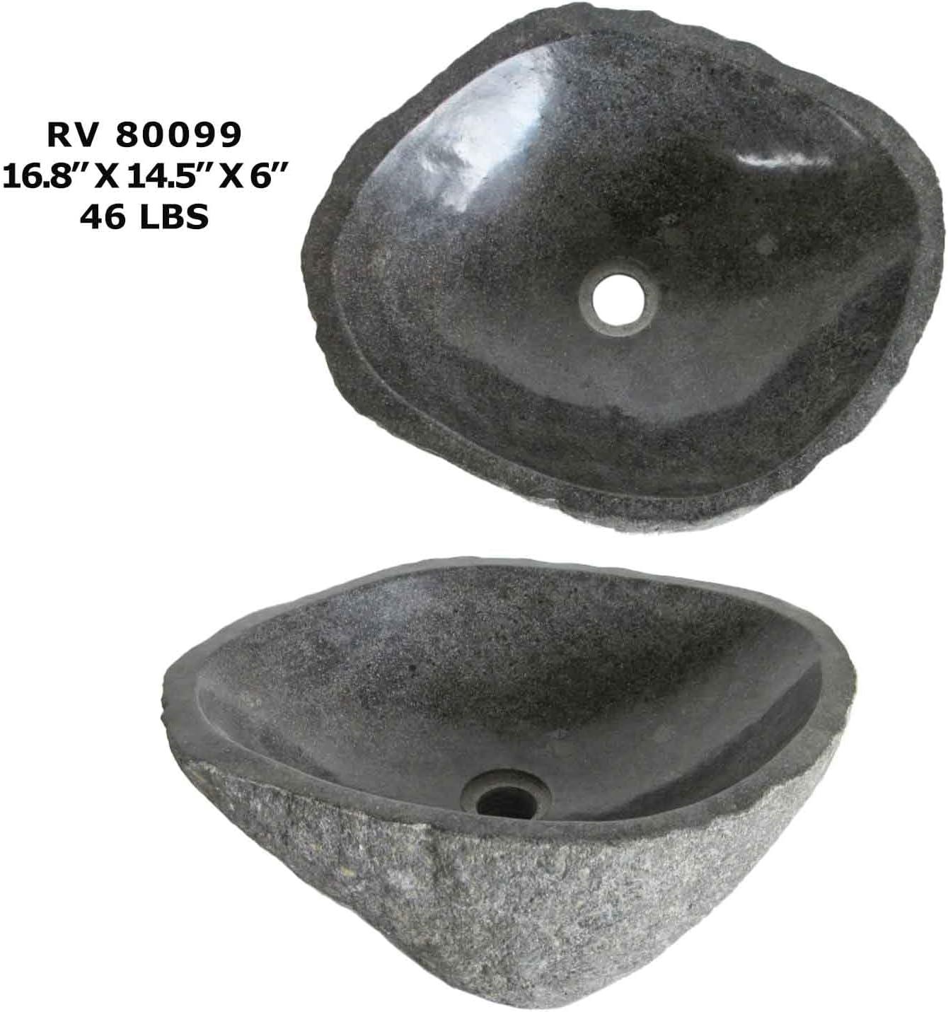 B.o.i 18'' Gray Stone Oval Bathroom Sink