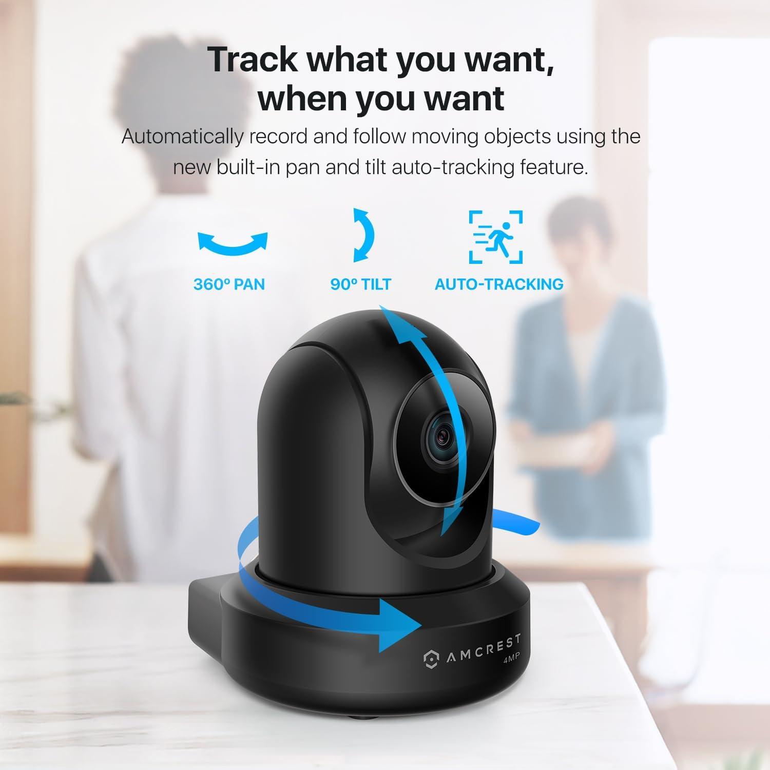 Black 4MP Indoor WiFi Dome Security Camera with Night Vision