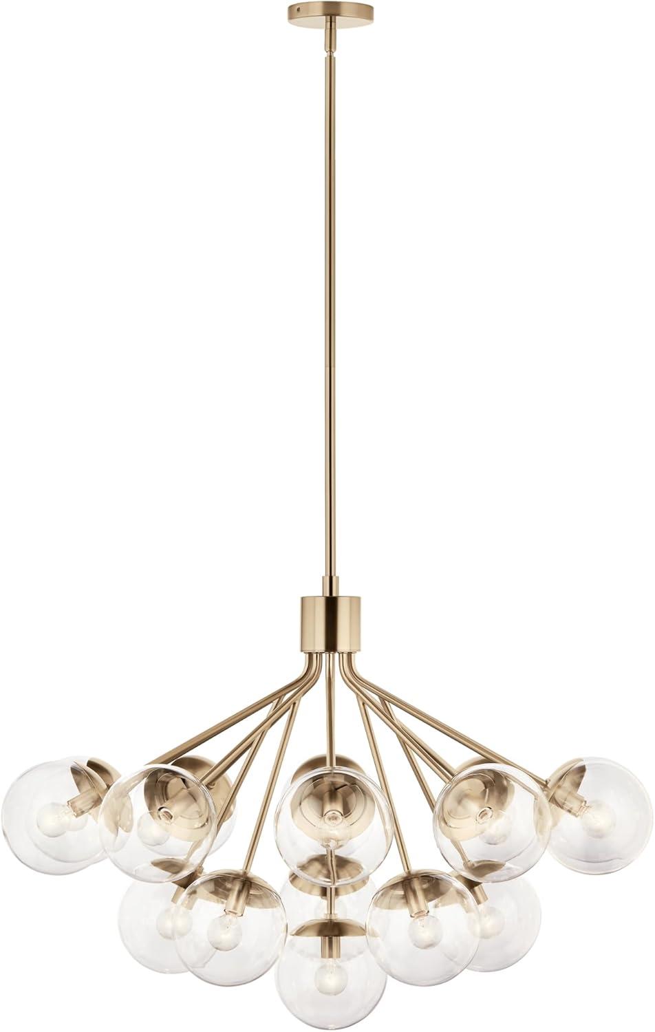 Champagne Bronze 16-Light Sputnik Chandelier with Clear Glass Shades