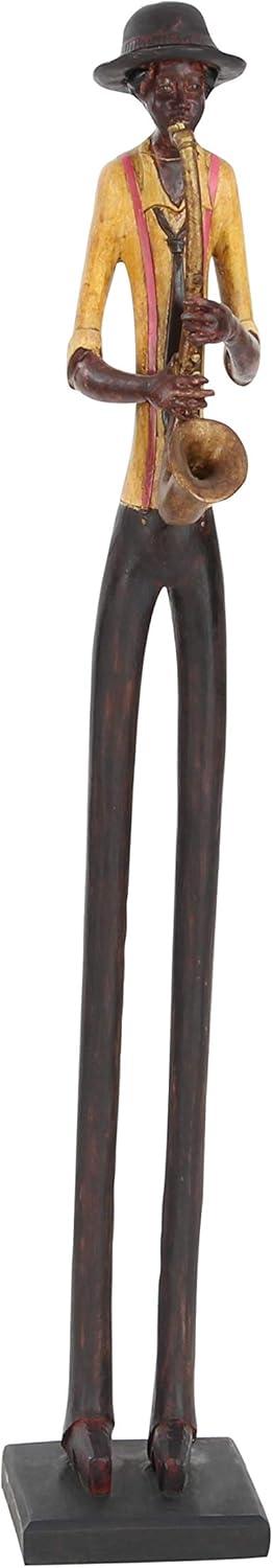 Alayza Brown Polystone Tall Long Legged Jazz Band Musician Sculpture