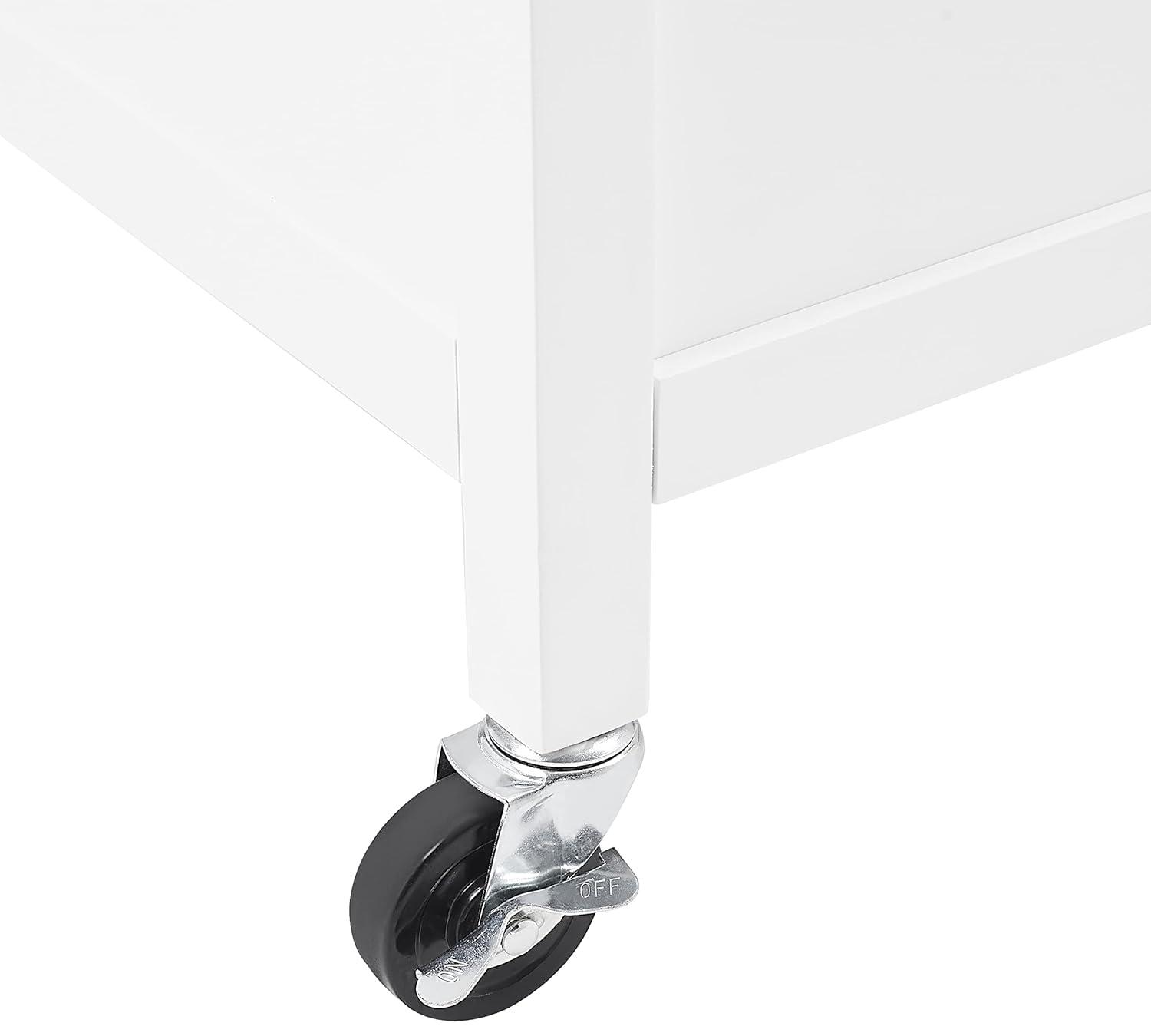 Crosley Soren Granite Top Kitchen Island/Cart Black/White: Traditional Style with Caster Wheels, Storage & Assembly Tools Provided