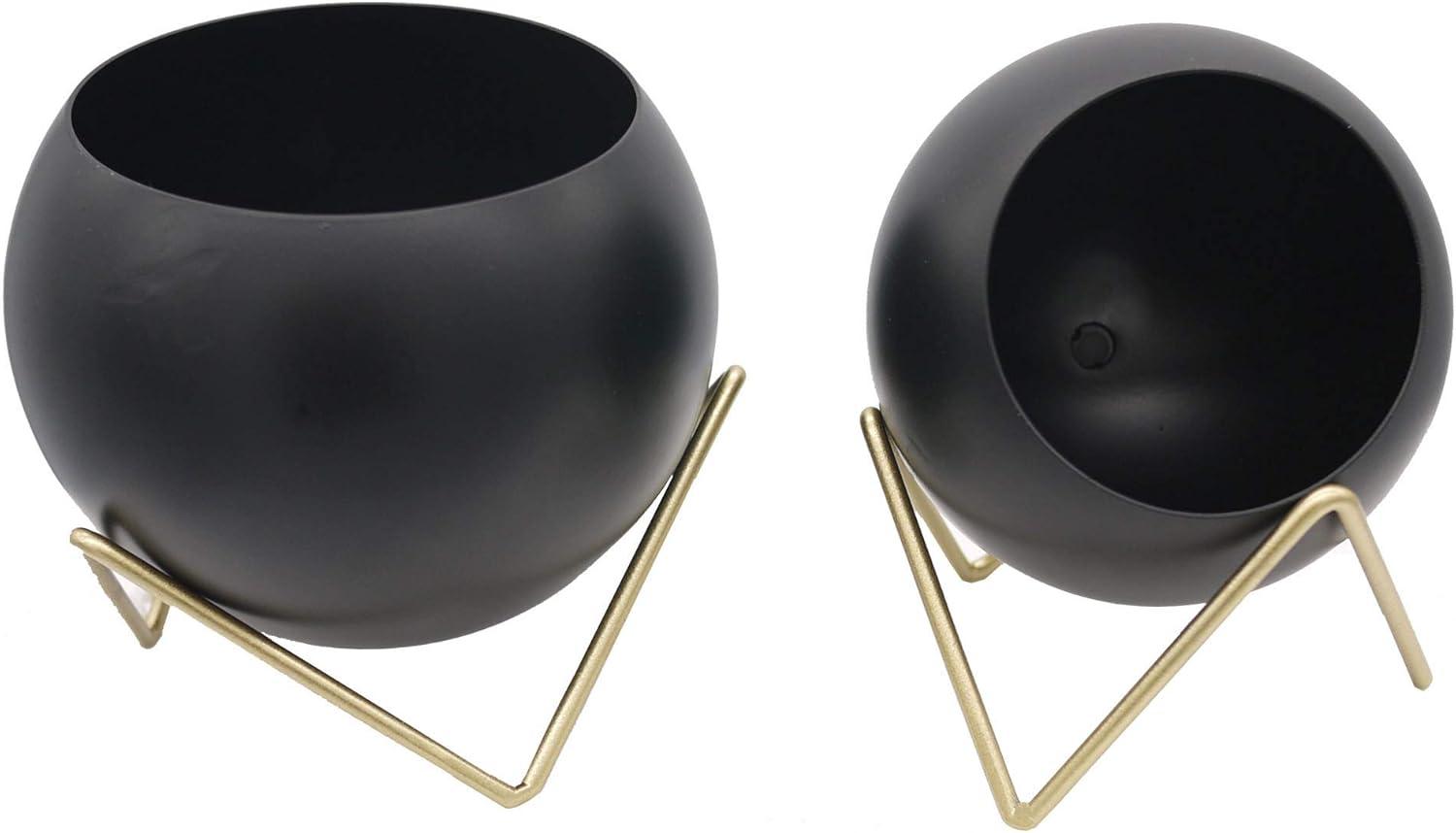 Admired by Nature  Spherical Planter, Gold & Black - Set of 2