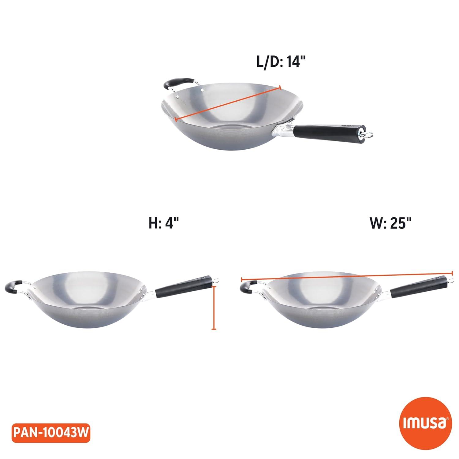 IMUSA 14in Carbon Steel Wok with Cool Touch Handles