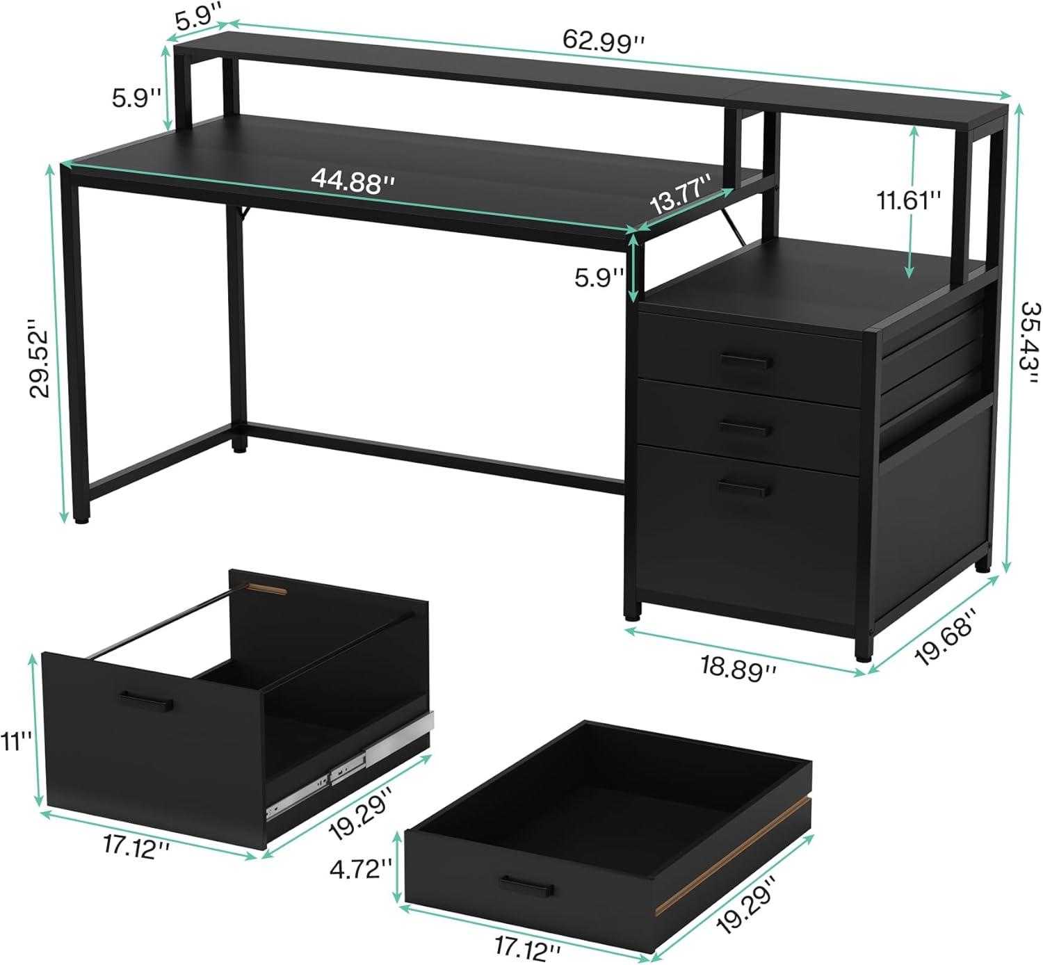 Tribesigns 63" Ergonomic Office Desk, Black