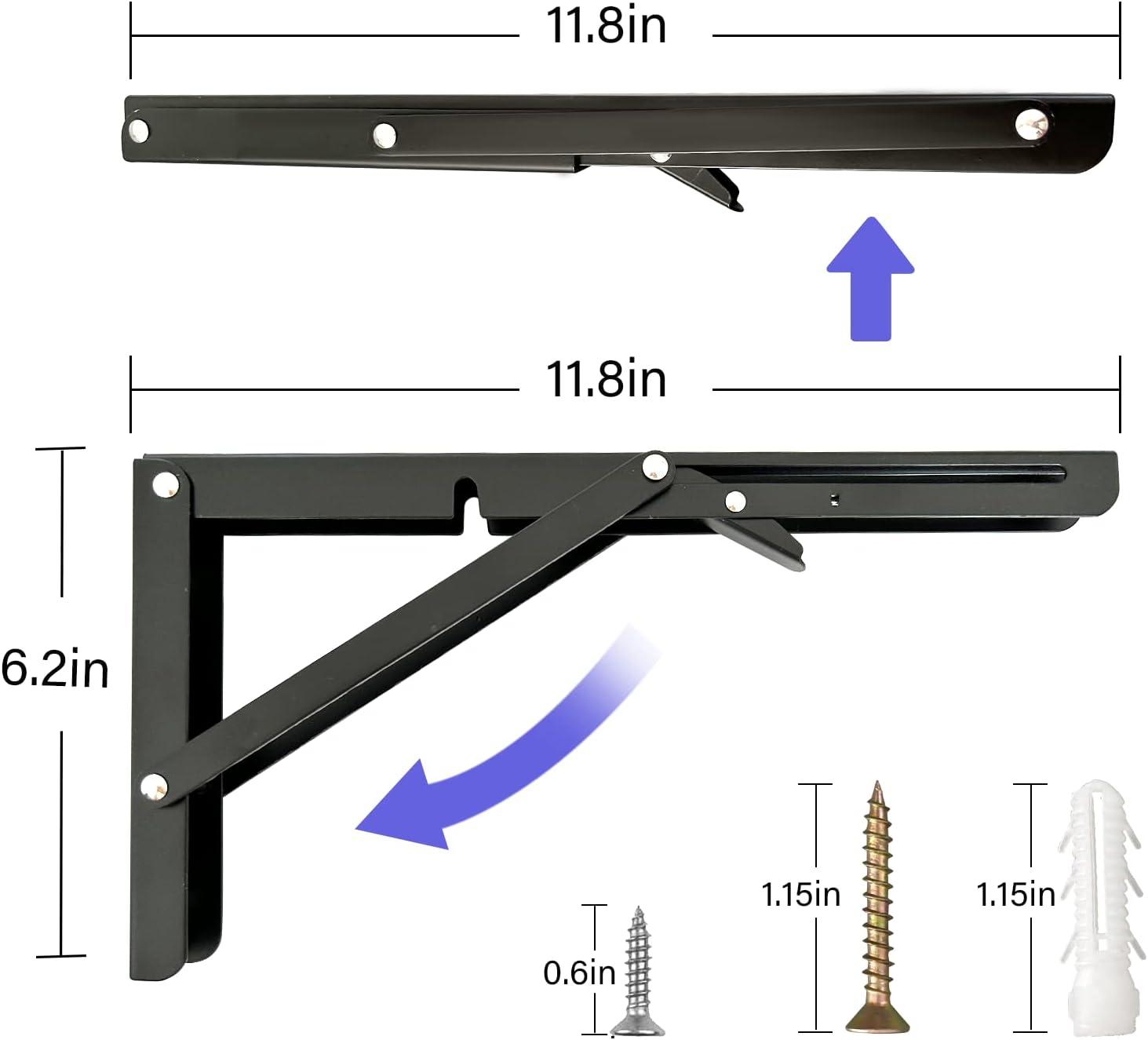 Heavy Duty Black Metal Folding Shelf Brackets