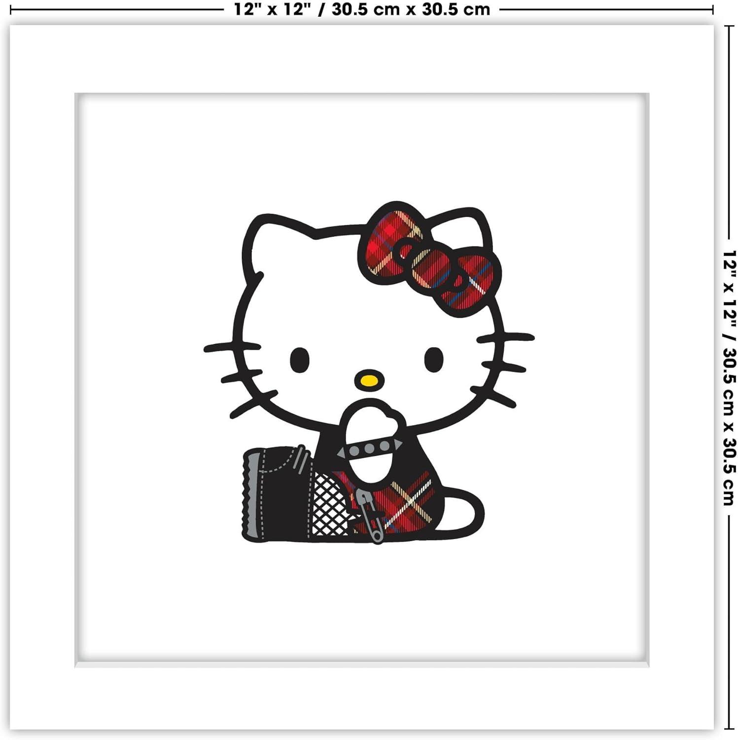 Gallery Pops Sanrio Hello Kitty - Punk Red Wall Art, White Framed Version, 12" x 12"
