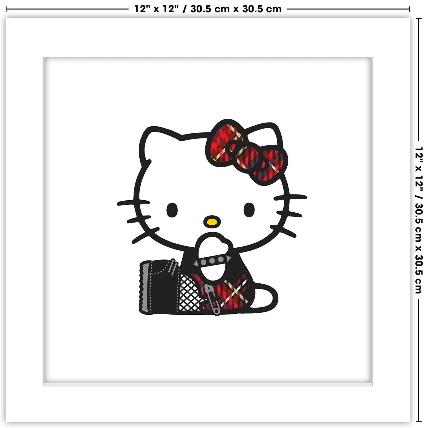 Gallery Pops Sanrio Hello Kitty - Punk Red Wall Art, White Framed Version, 12" x 12"