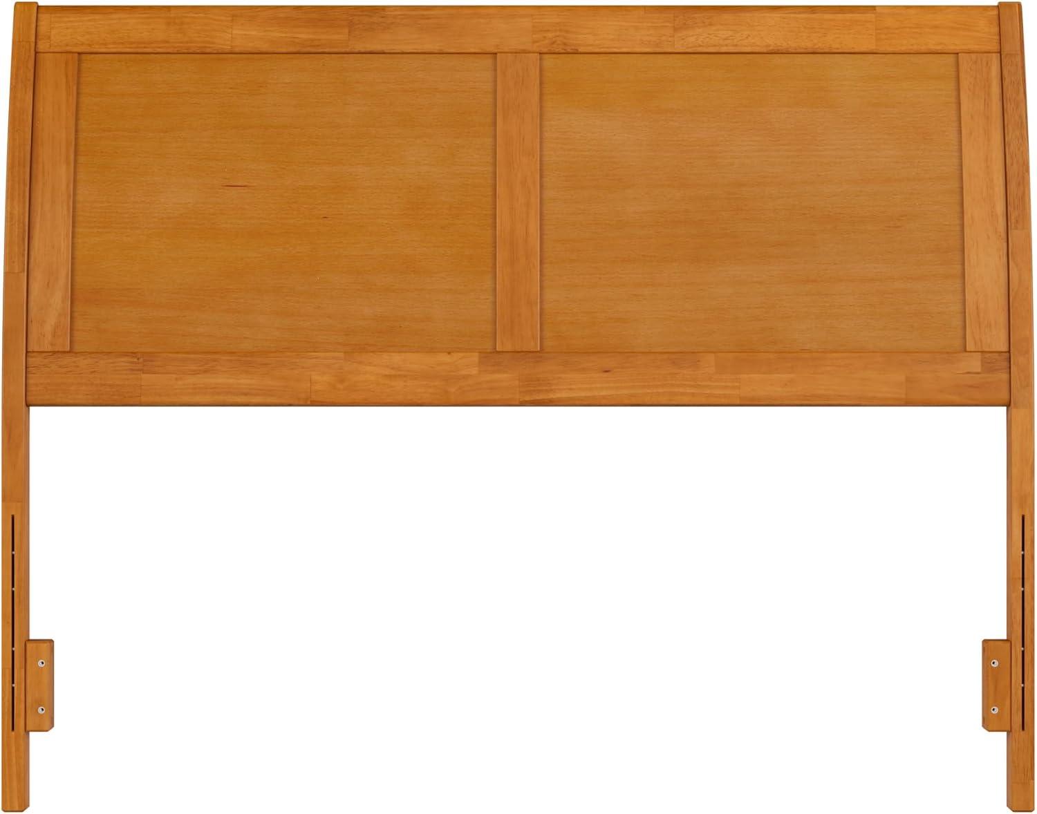 AFI Portland Full Sleigh Solid Wood Panel Headboard with Attachable Charger, Light Toffee