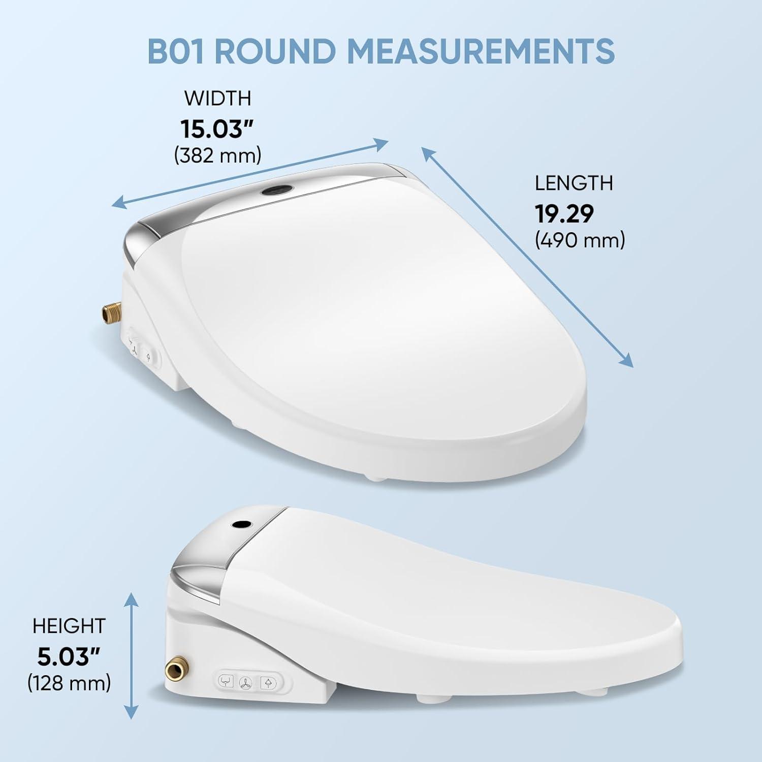 LEIVI Smart Bidet Toilet Seat with Wireless Remote and Side Panel, Multiple Spray Modes, Adjustable Heated Seat, Warm Water and Air Dryer, Auto LED Nightlight, Elongated