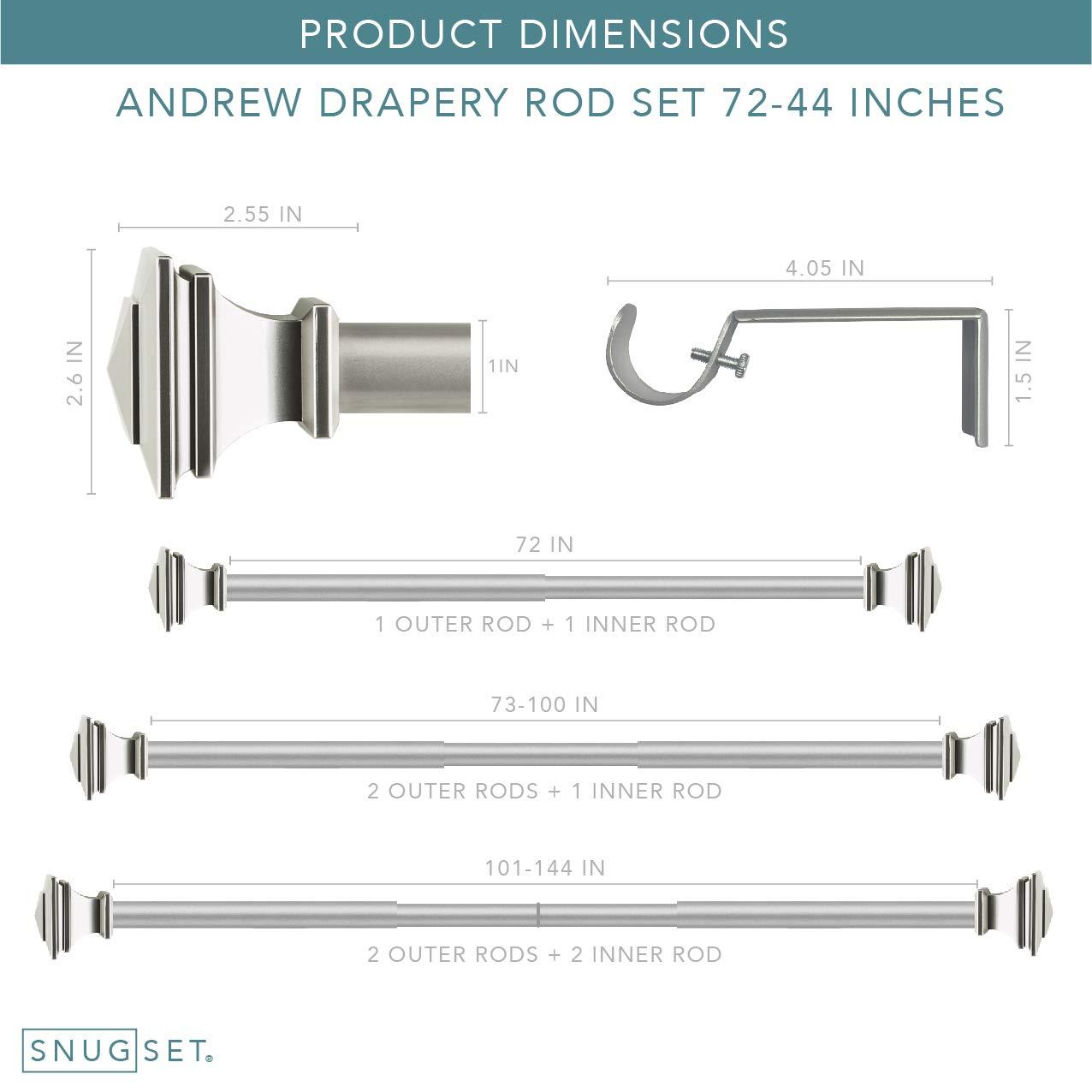 SnugSet Andrew Steel Adjustable Single Curtain Rod