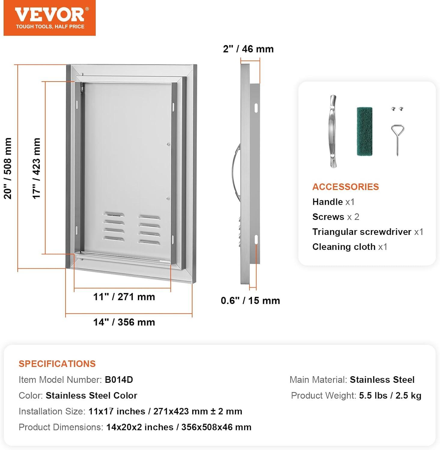 Stainless Steel Outdoor Kitchen Access Door with Vents