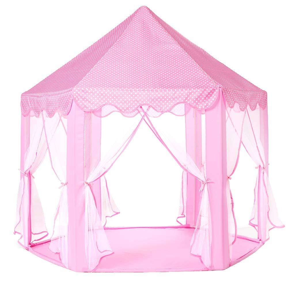 Princess Playhouse Play Tent with LED Lights, Large Collapsible Indoor / Outdoor Kids Teepee with Carrying Bag