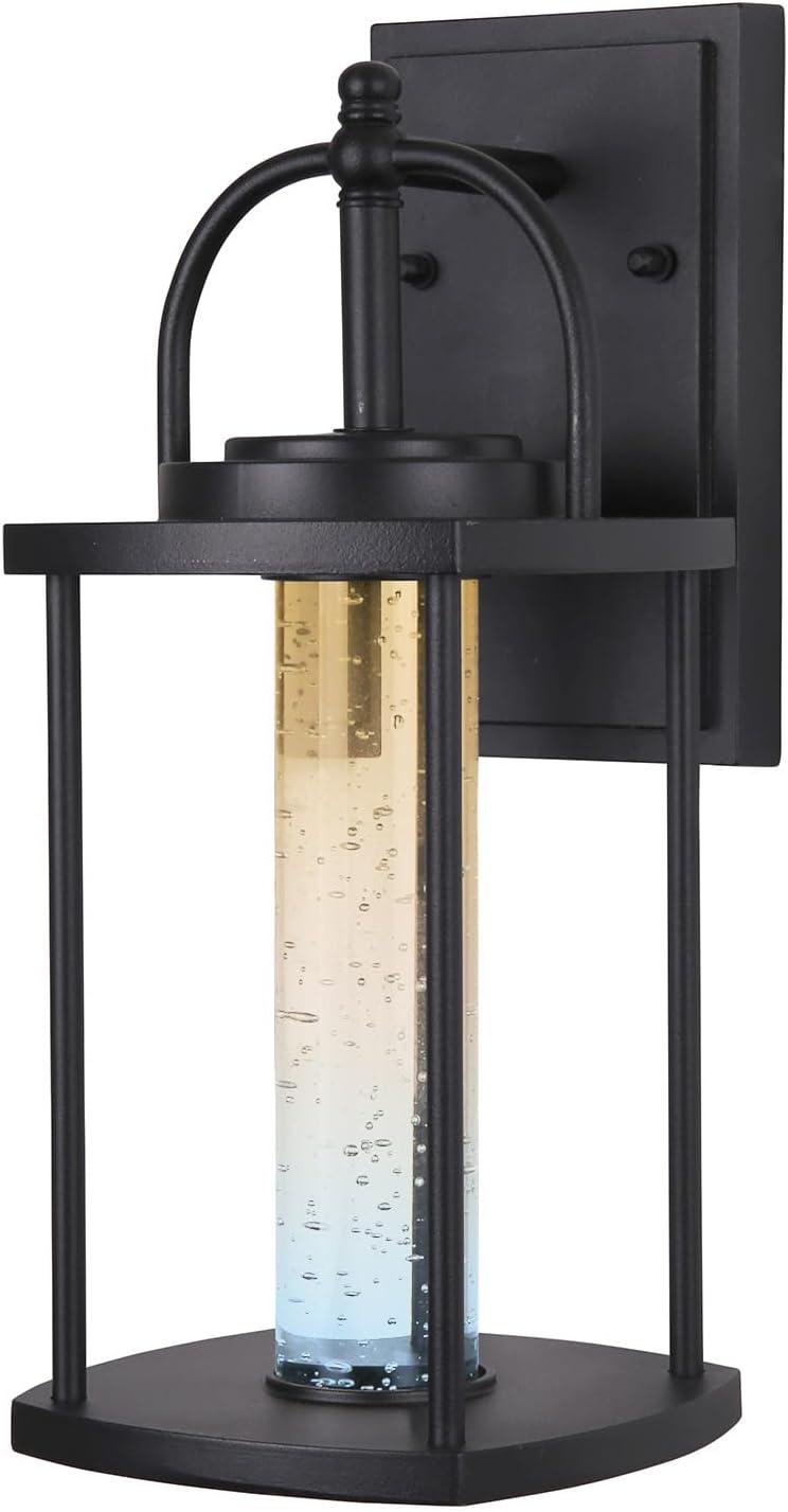 Black Aluminum LED Wall Sconce with Clear Glass Cylinder