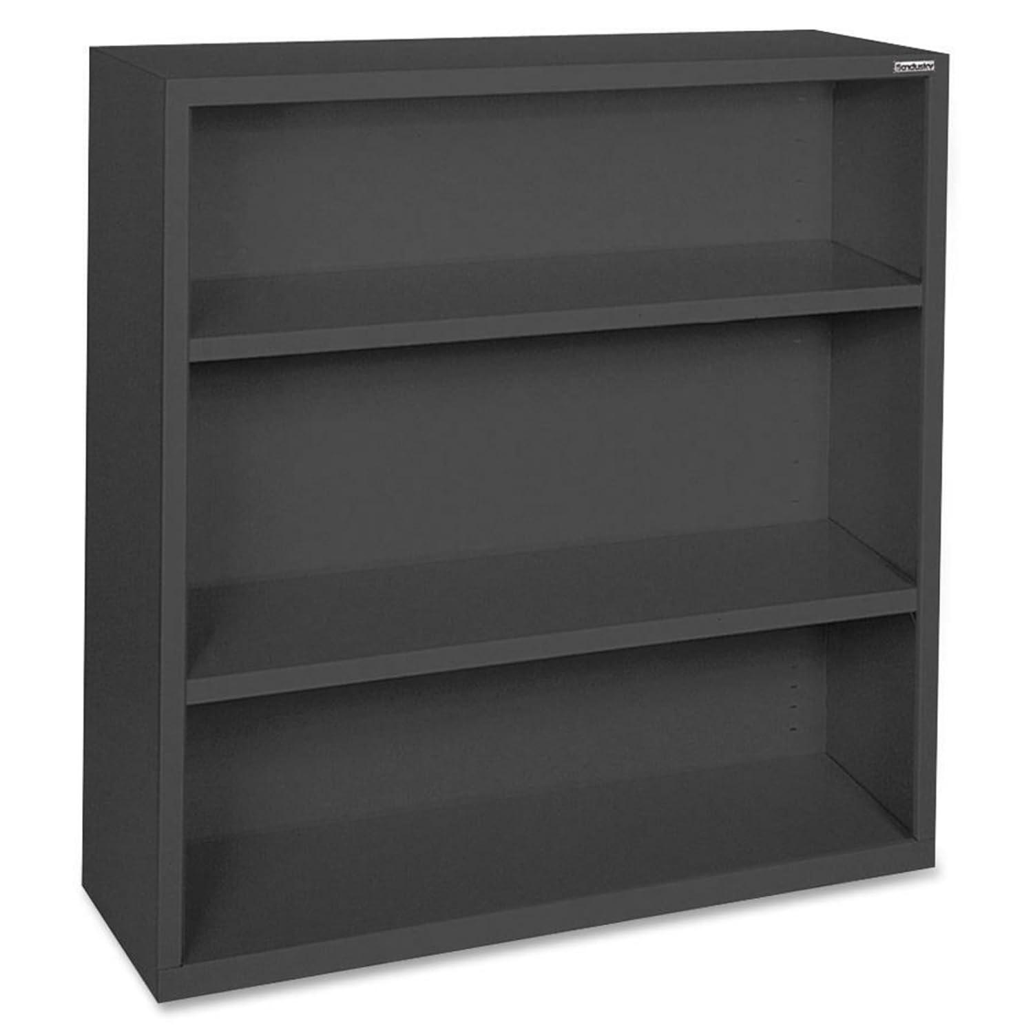 Lorell Steel Bookcase 3-Shelf 34-1/2"x12-5/8"x42" Black 41285