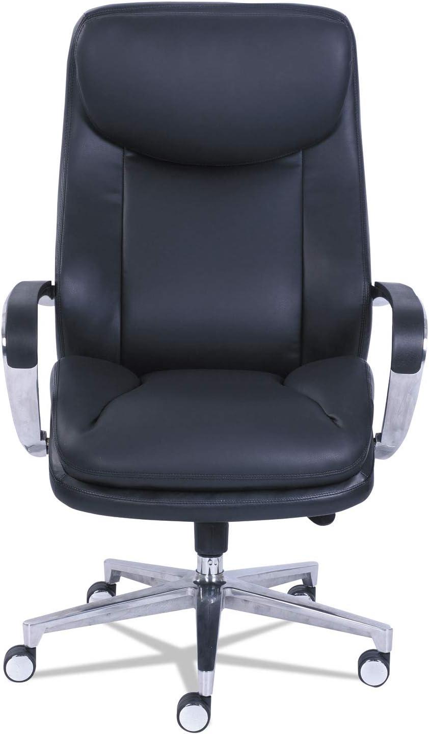 La-Z-Boy Commercial 2000 Big/Tall Executive Chair, Supports Up to 400 lb, 20.5" to 23.5" Seat Height, Black Seat/Back, Silver Base