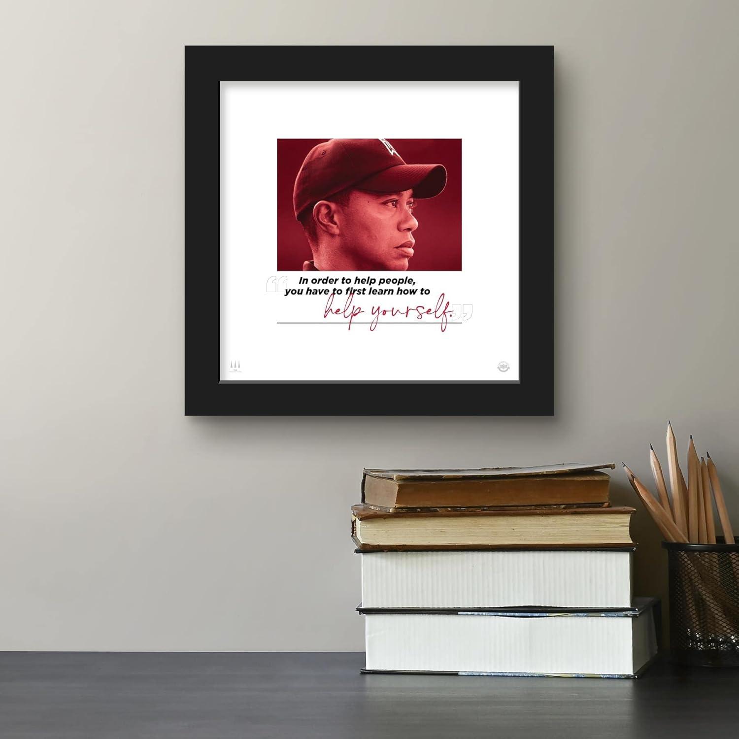 Gallery Pops Tiger Woods - Quote Help Yourself Wall Art, Black Framed Version, 12" x 12"