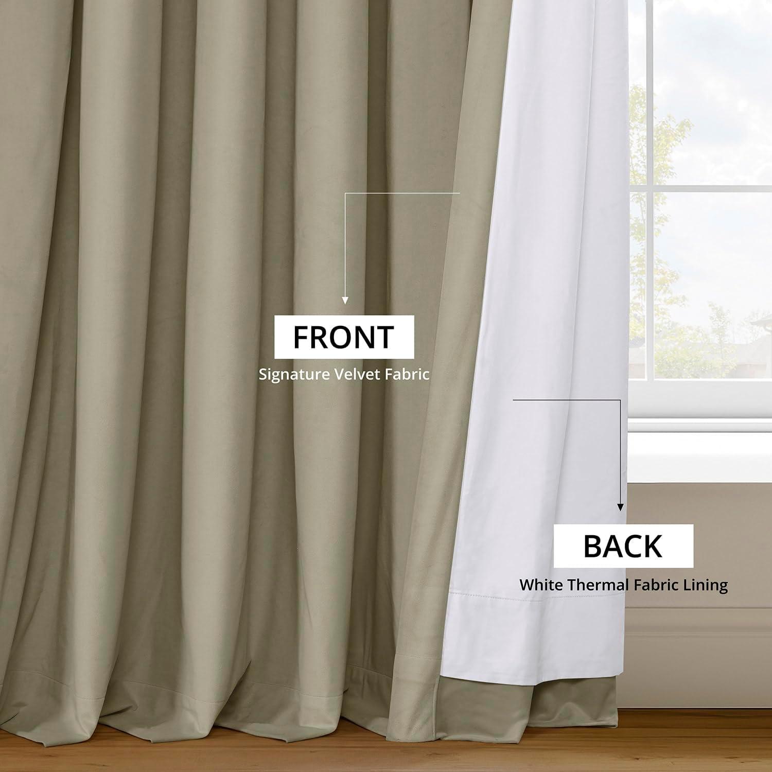 Exclusive Fabrics  Signature Pleated Blackout Velvet Curtain (1 Panel) Cool Beige 25 X 84 84 Inches