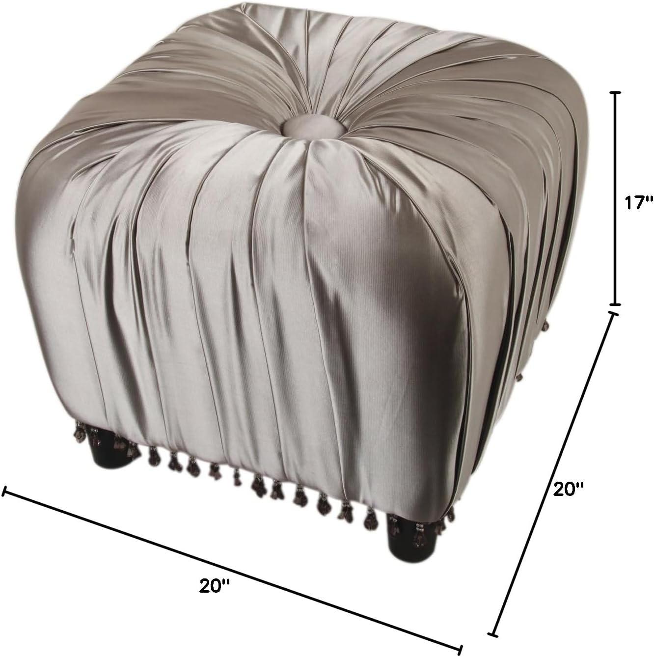 Gracie 20" Flint Grey Satin Tufted Storage Ottoman