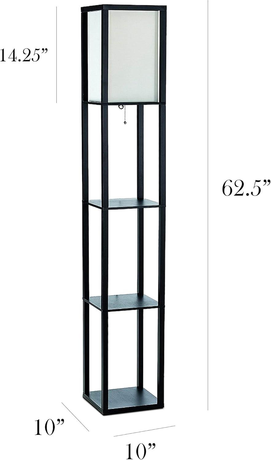 Simple Designs 62.5" Three Shelf Etagere Organizer Storage Floor Lamp