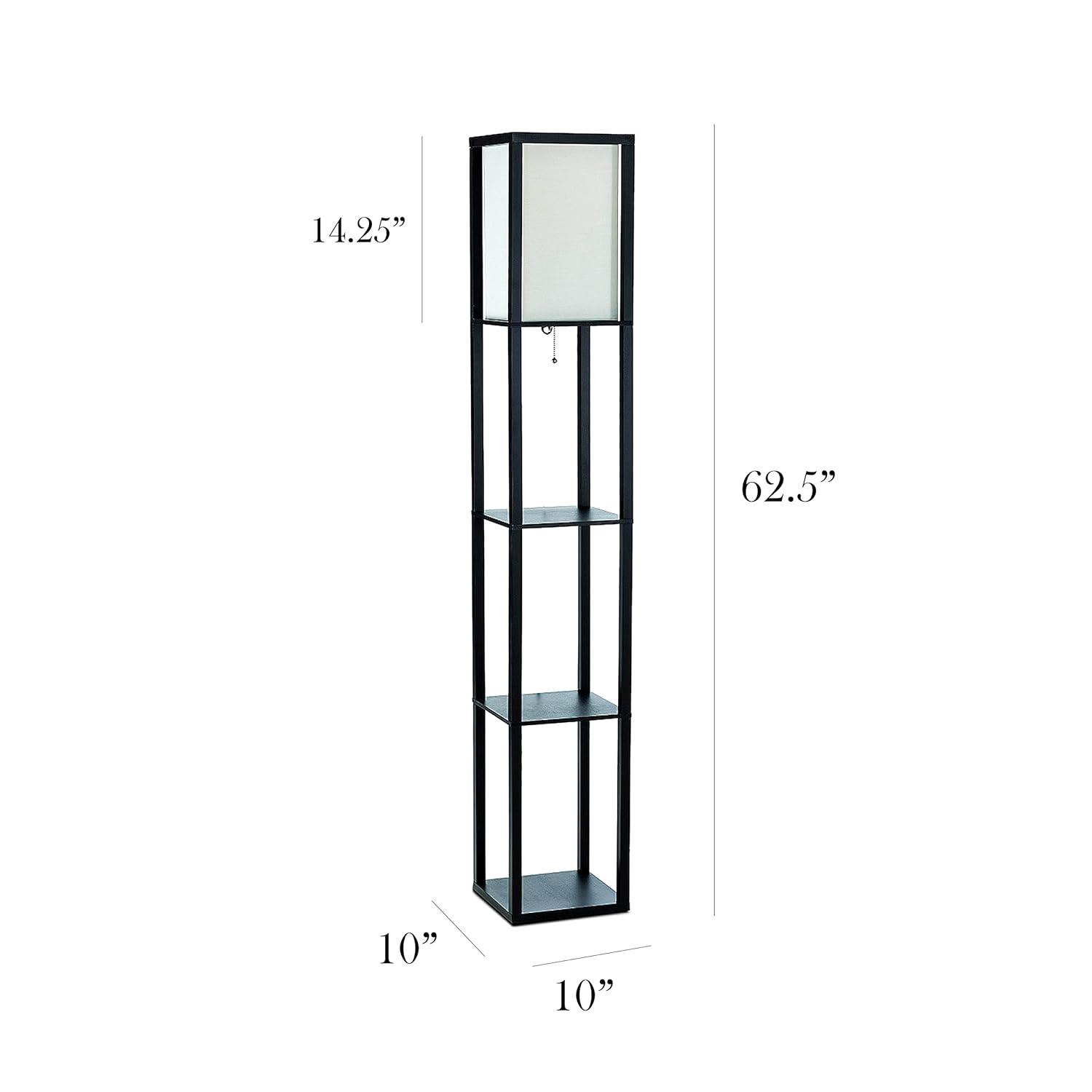 Simple Designs 62.5" Three Shelf Etagere Organizer Storage Floor Lamp
