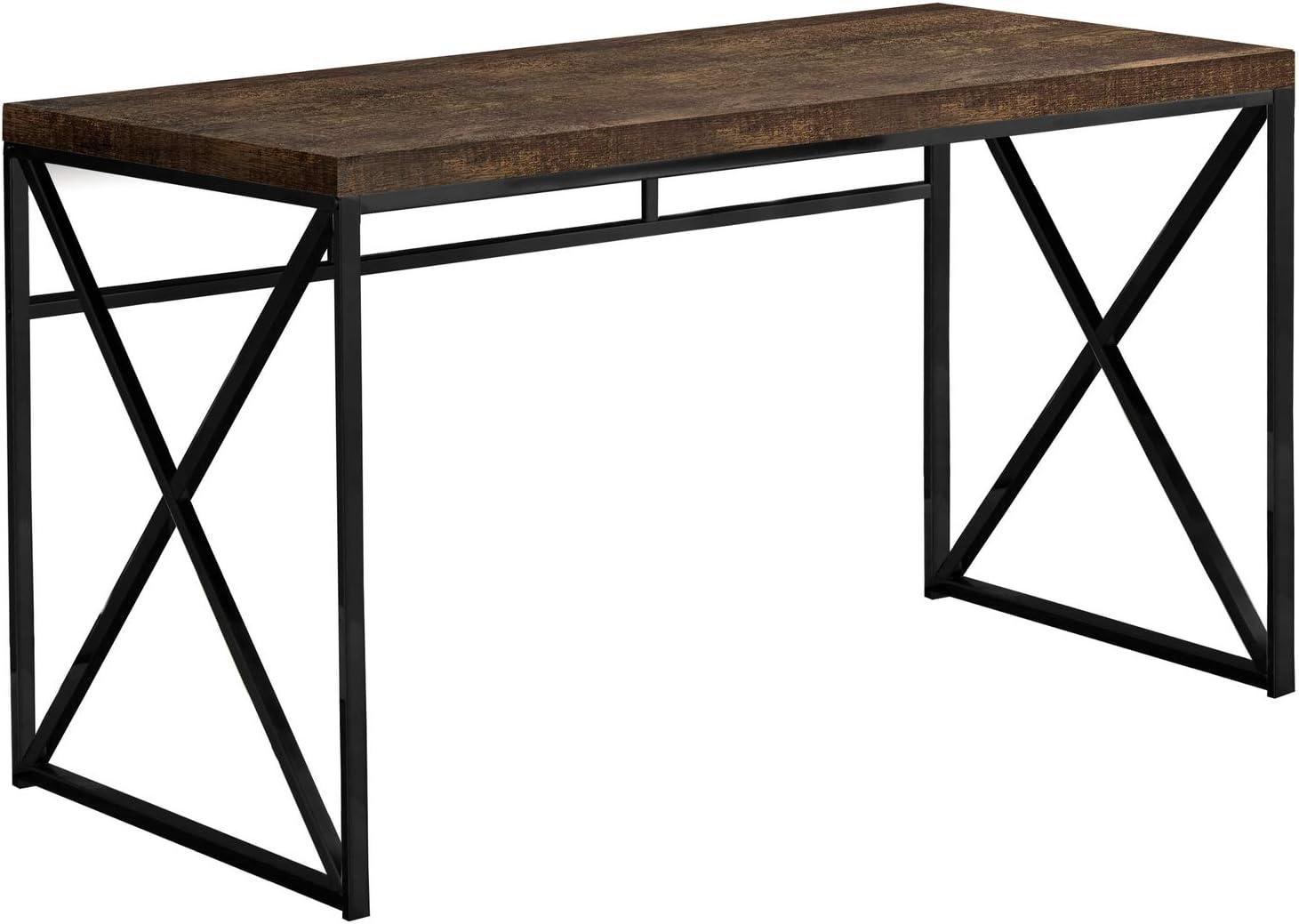 Contemporary Reclaimed Brown Wood Home Office Desk with Black Metal Legs